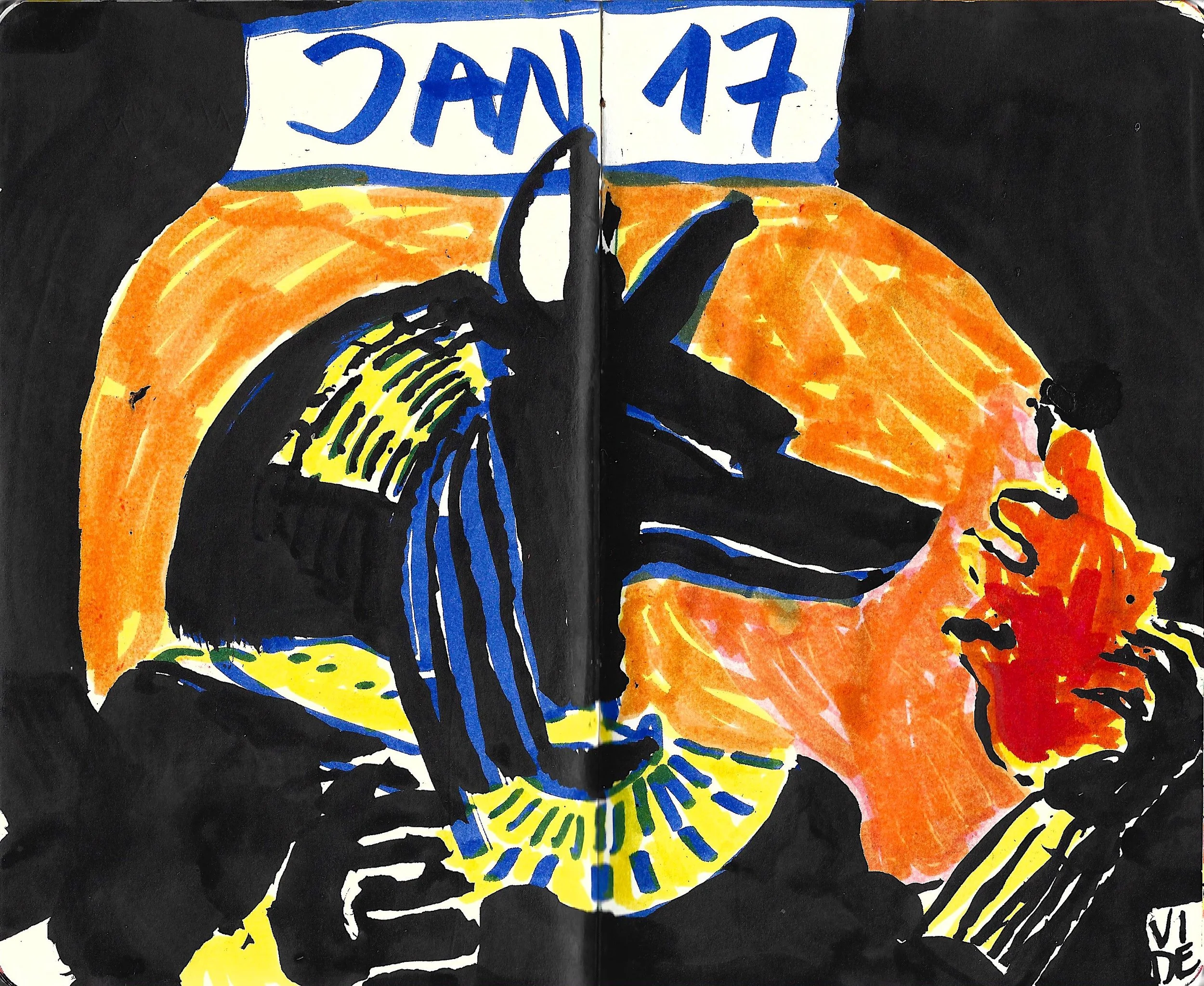 January 17th 2026: Anubis, Virgile Demo, Felt-Tip Pen and Ink on Paper, 2026 ©Demo Dema