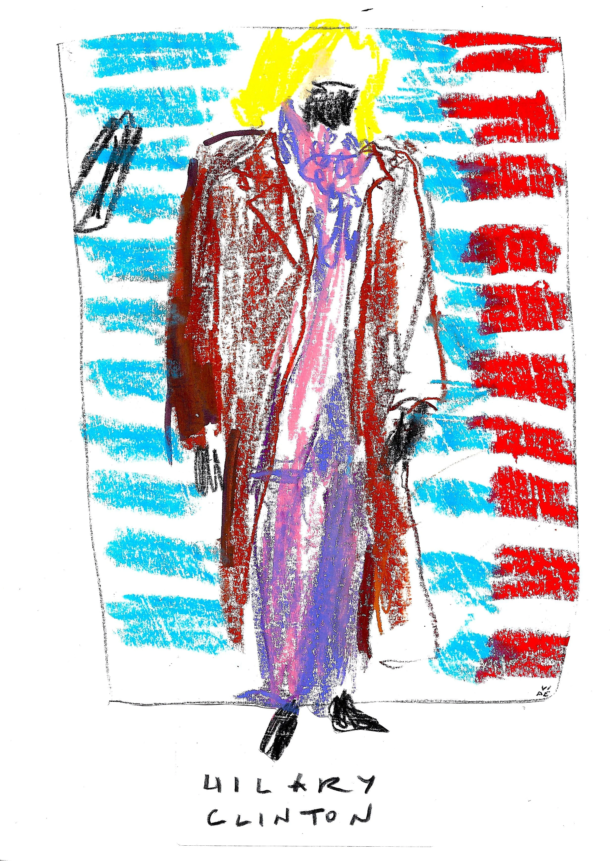 Hillary Clinton, by Virgile Demo, Colour Pencil on Paper, 21 x 29.7 cm, 2021 ©Demo Dema