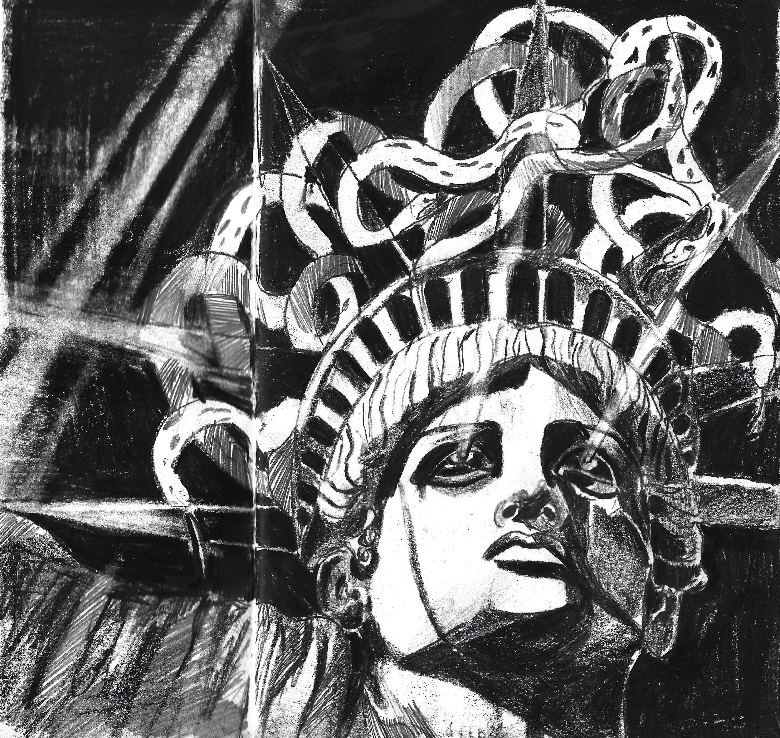 Ice Queen, Karolina Dema, 14.8 x 21 cm, Black Pencil on Paper, 2026 ©Demo Dema