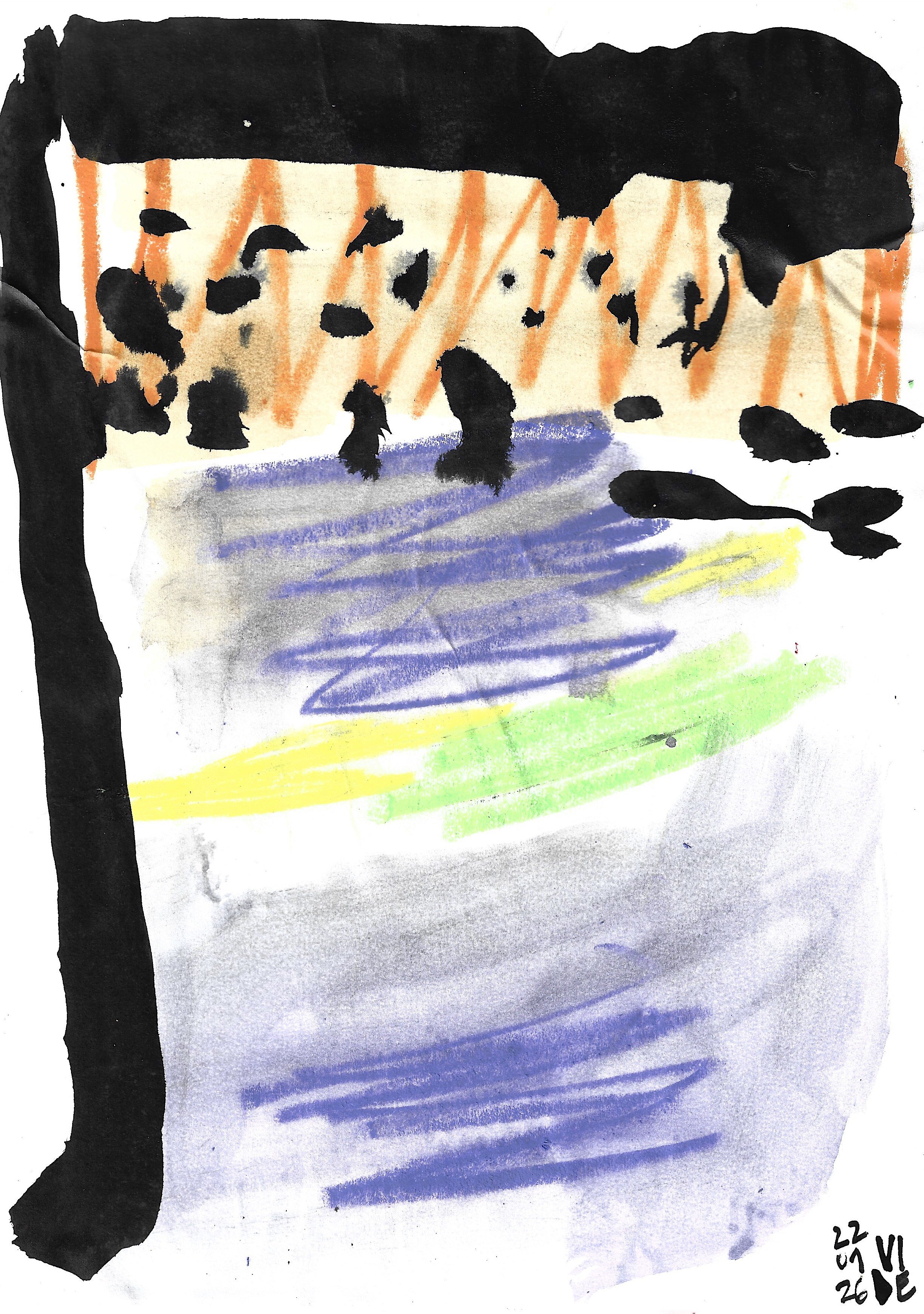 Versailles by Night, Virgile Demo, Pastel, Ink and Cut-Out on Paper, 21 x 29.7cm, 22/01/2026 © Demo Dema