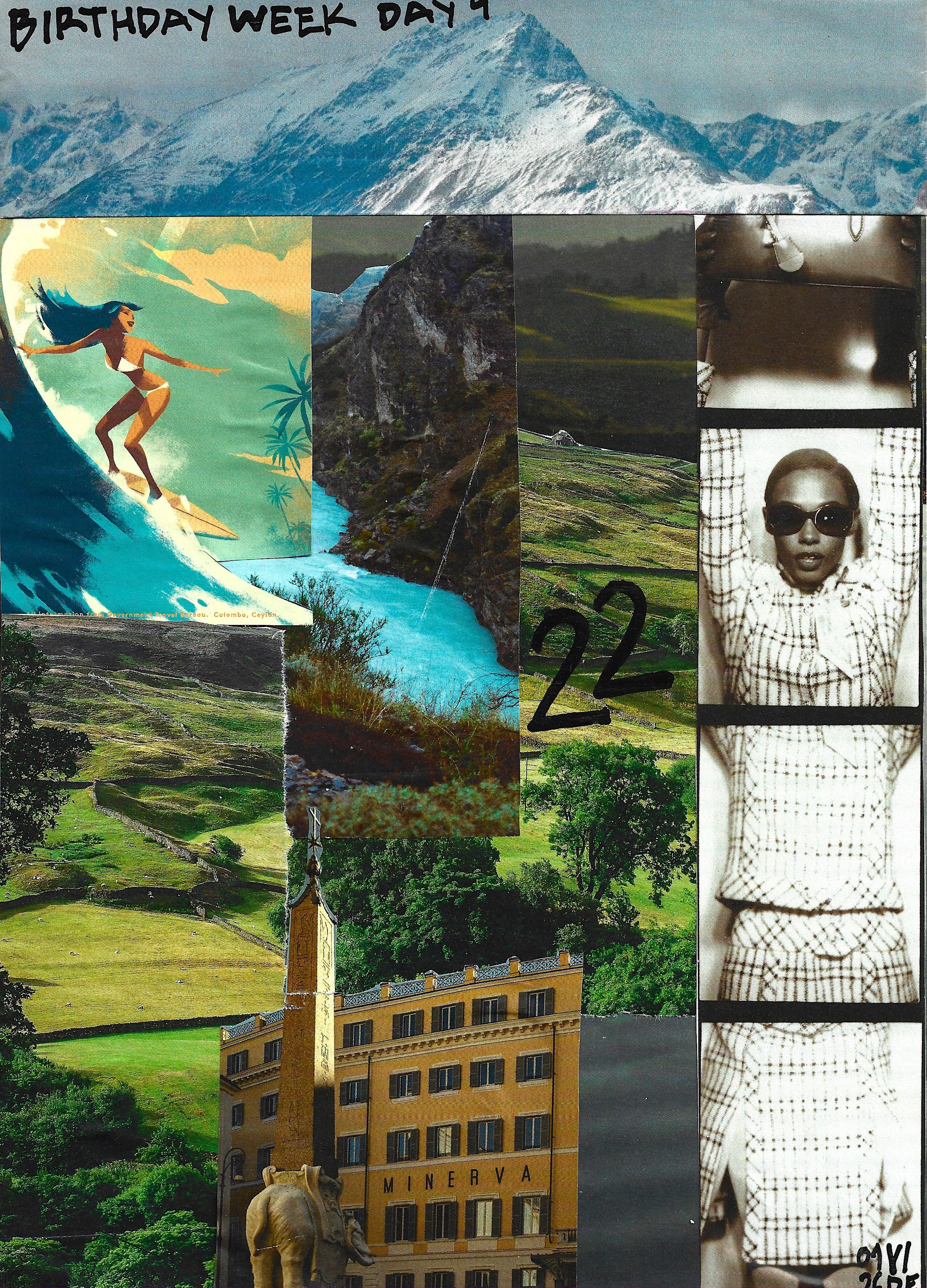 22 Jan 26: Surf Into Clarity (Birthday Week, Day 4), Virgile Demo, Cut and Paste on Paper, 21 x 29.7 cm, 2026