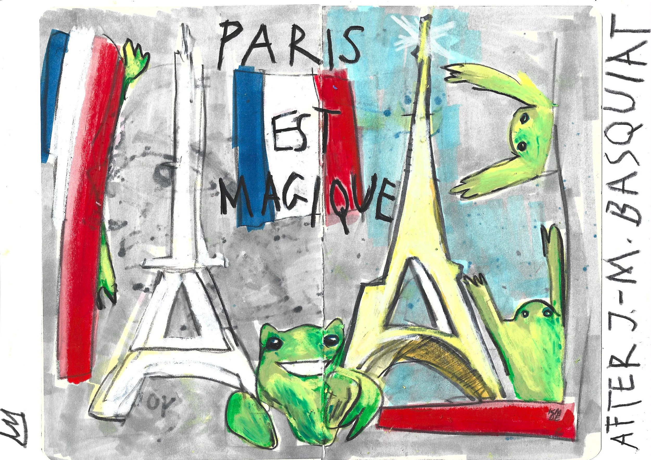 Paris Est Magique, After J.-M. Basquiat, Karolina Dema, Felt-Tip Pen & Black Pencil on Sketchbook, 2023-2025
©Demo Dema