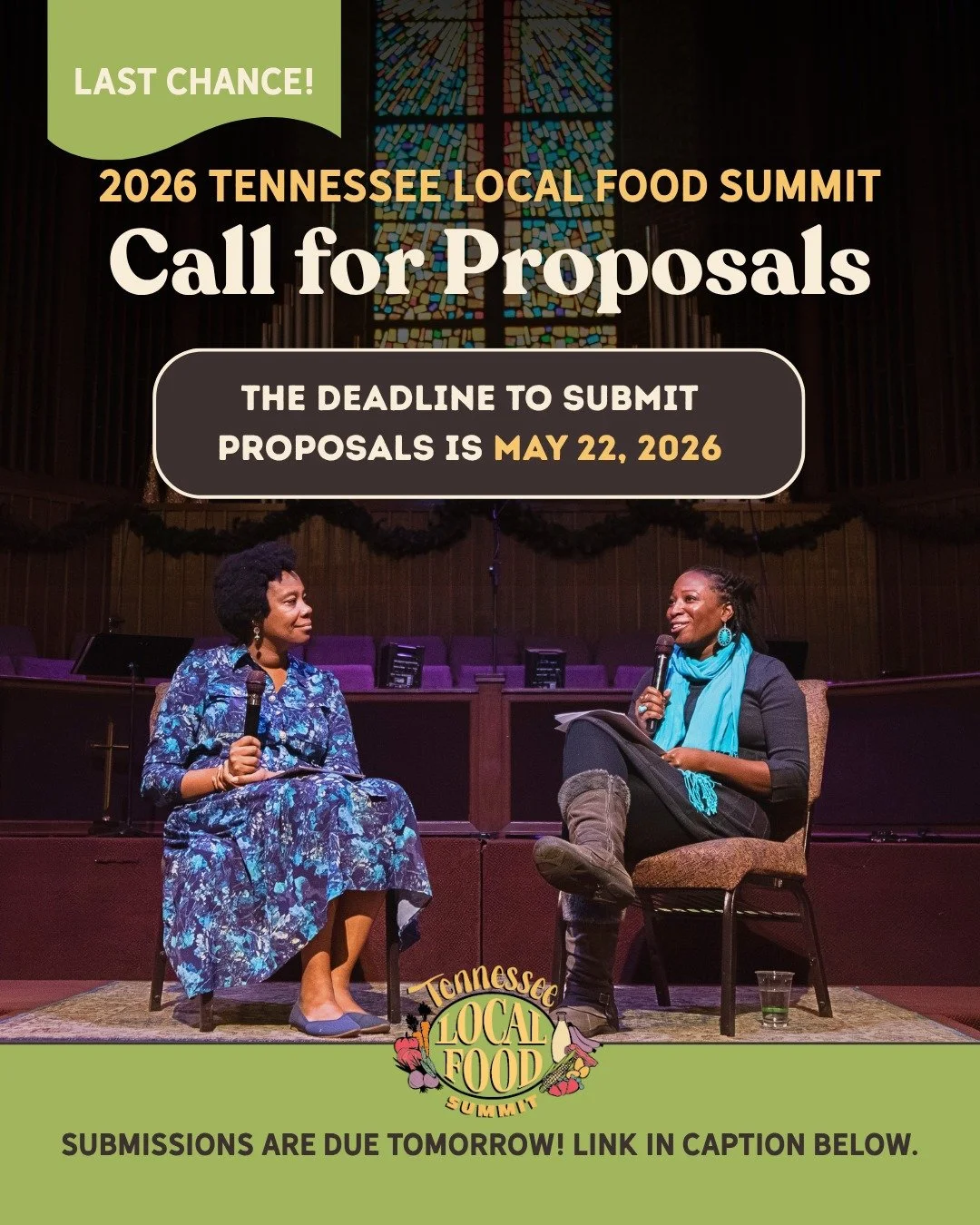 ⏰ LAST CHANCE! The deadline to submit your session proposal for the 2026 Tennessee Local Food Summit is TOMORROW, May 22!

Whether you're a farmer, educator, food system advocate, or community organizer, we want to hear from you. Share your knowledge