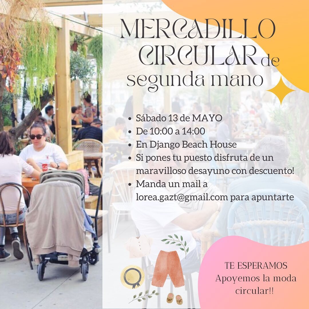 🎉 MARKET de segunda mano en @djangohouse 🫶

🗓️ D&iacute;a: S&aacute;bado, 13 de Mayo
📍 D&oacute;nde: En @djangohouse (Port Ginesta, Local 301)
🕙 Horario: De 10h - 14h.

&iquest;Qu&eacute; pod&eacute;is traer? 🤷

- Ropa 👗👒👖
- Libros📚
- Bisut