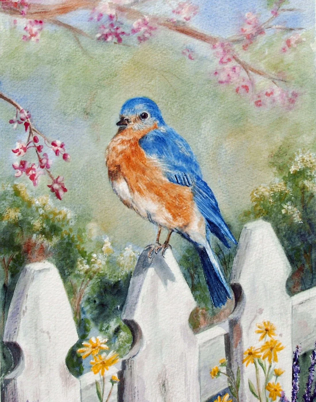 Acrylic Painting class- Beautiful Bluebird on a Fence