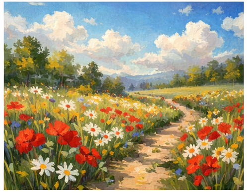 Spring Flower Field, Acrylic painting class with Robin King