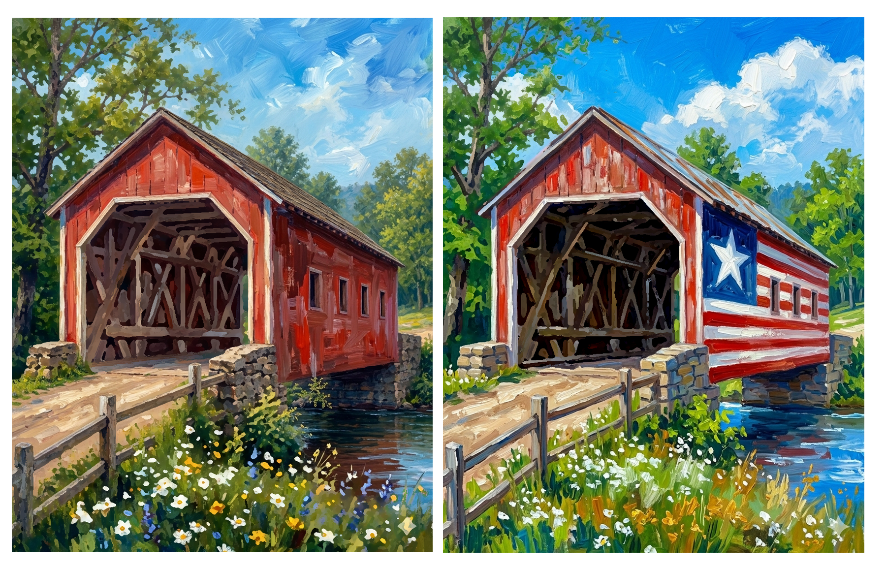 Covered Bridge Acrylic painting class