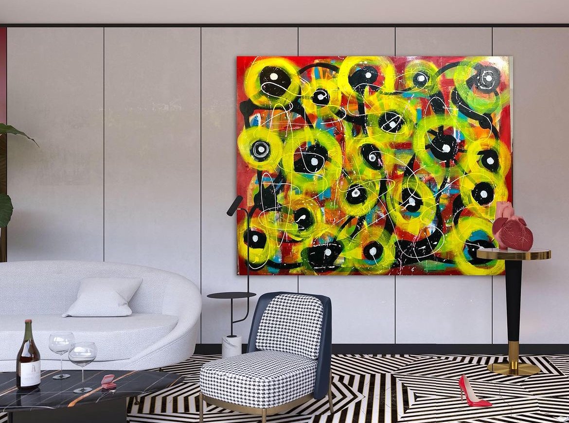 Satellites. Abstract painting
