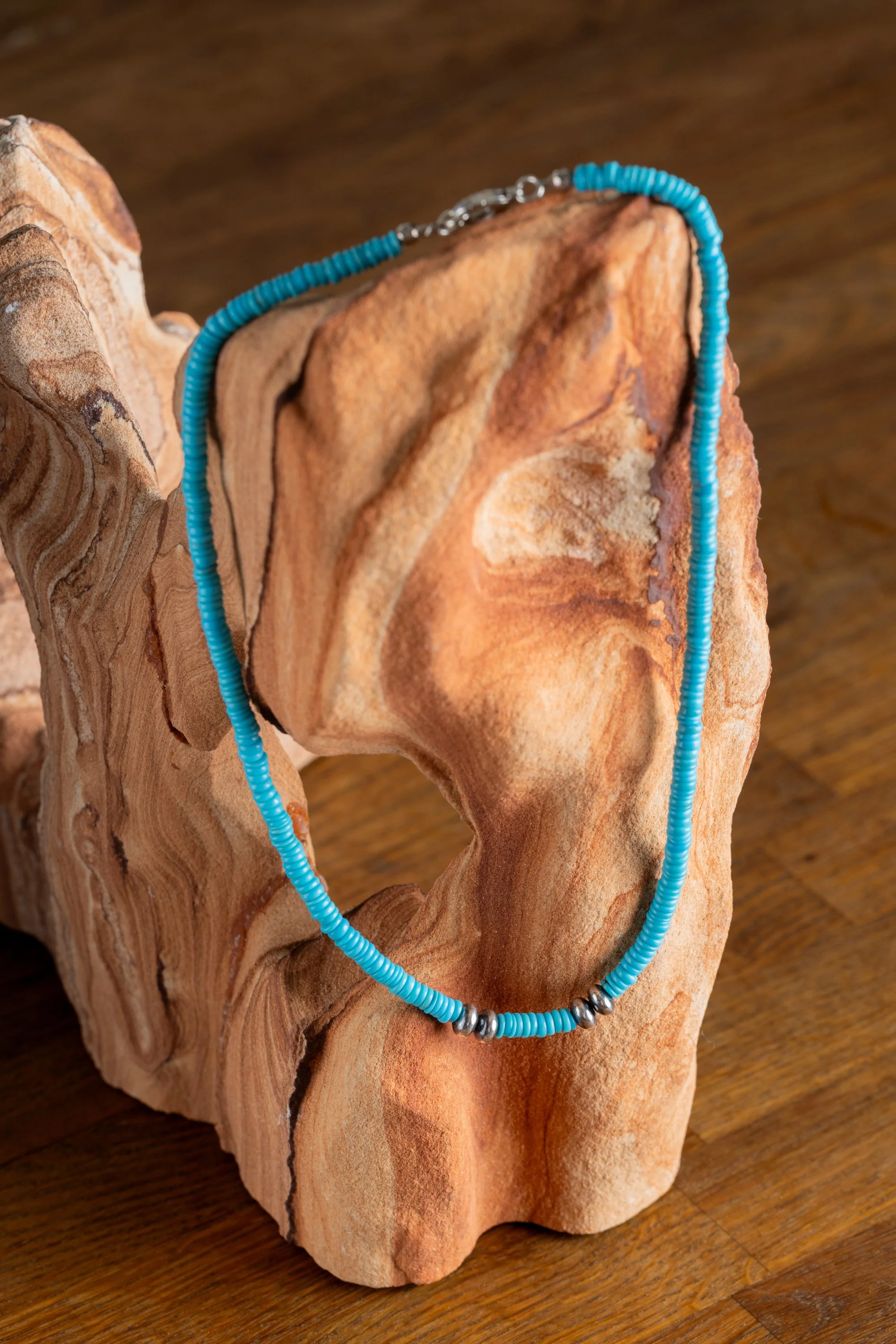 Handmade Sleeping Beauty & Navajo "Pearls" Necklace