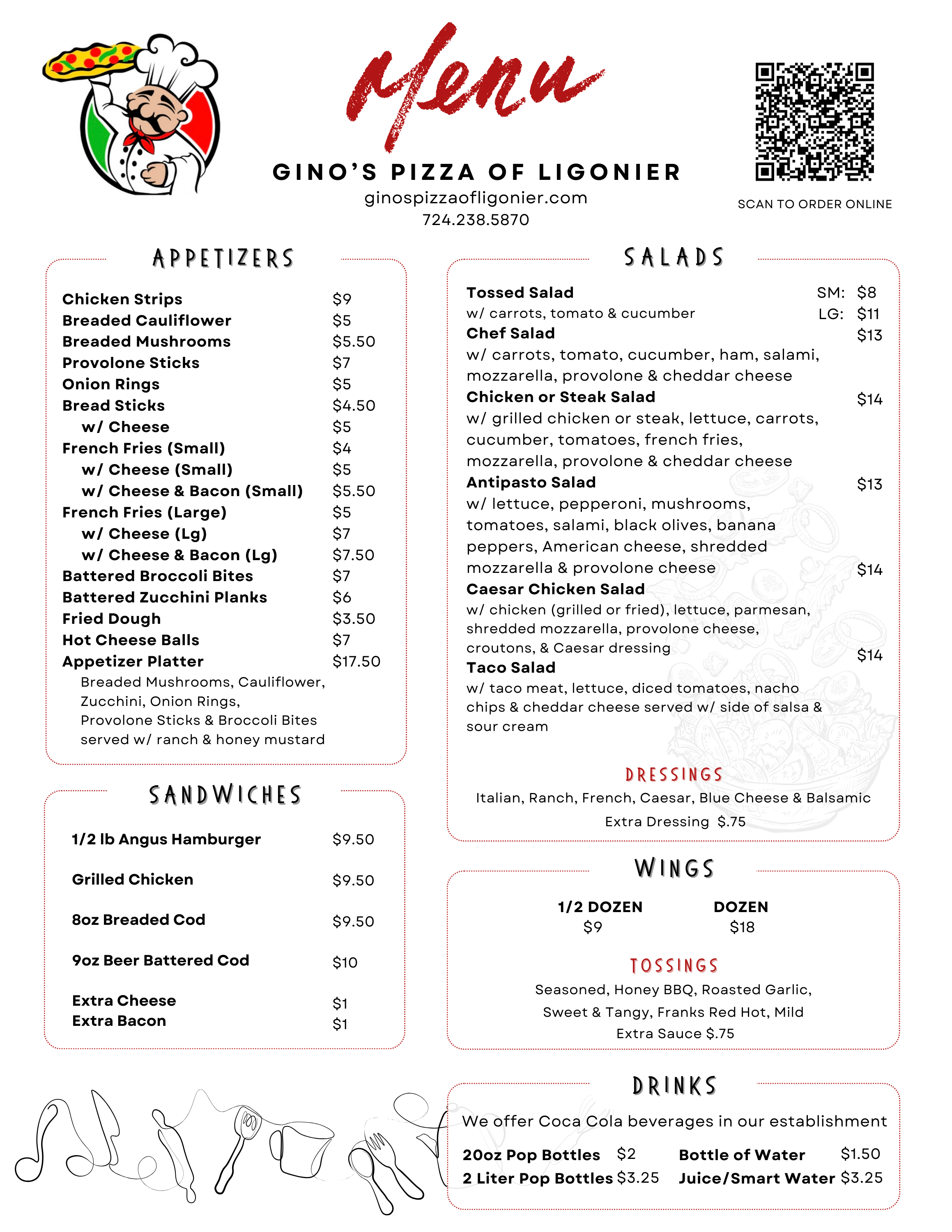 Menu — Gino's Pizza of Ligonier