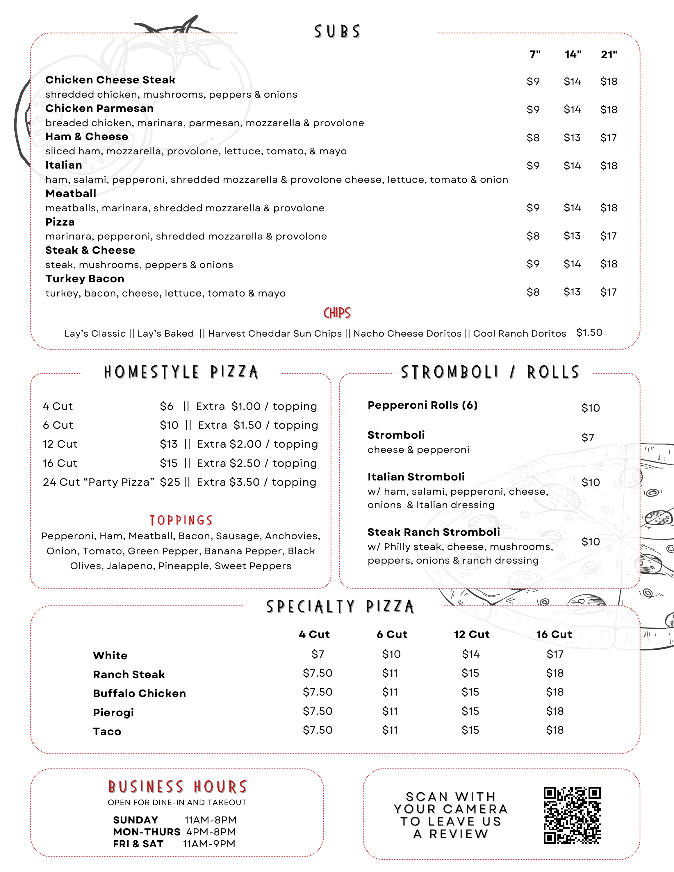 Menu — Gino's Pizza of Ligonier