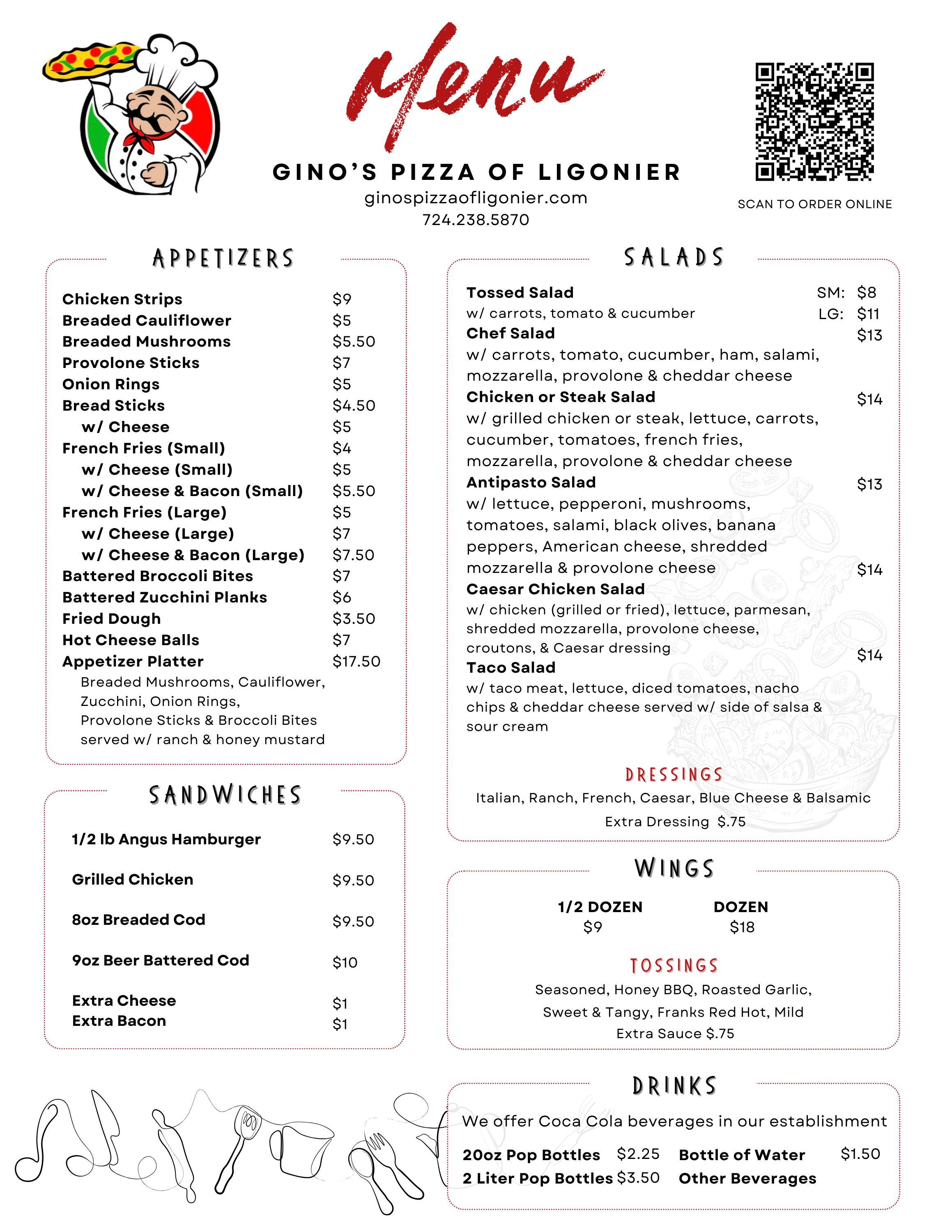 Menu — Gino's Pizza of Ligonier