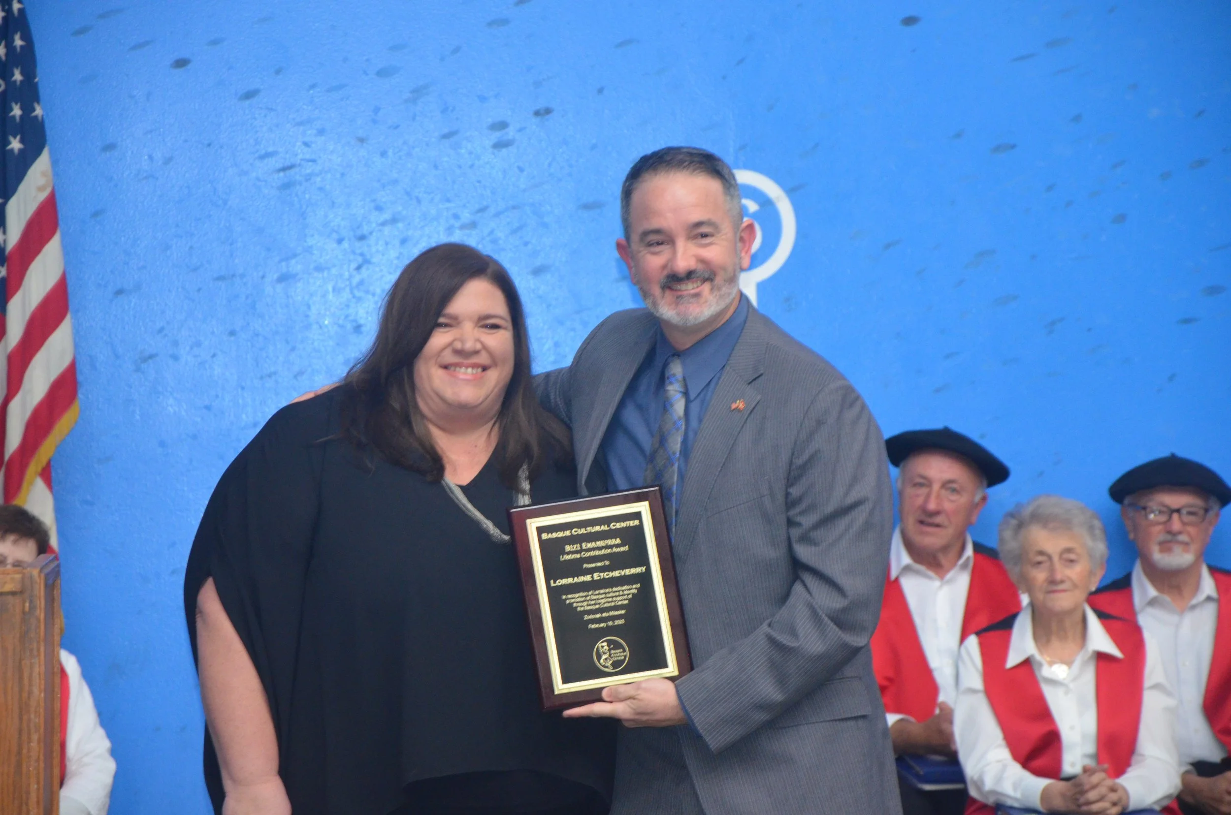 Denise Etcheverry Benson accepts for her late mother, Lorraine Etcheverry (2023)