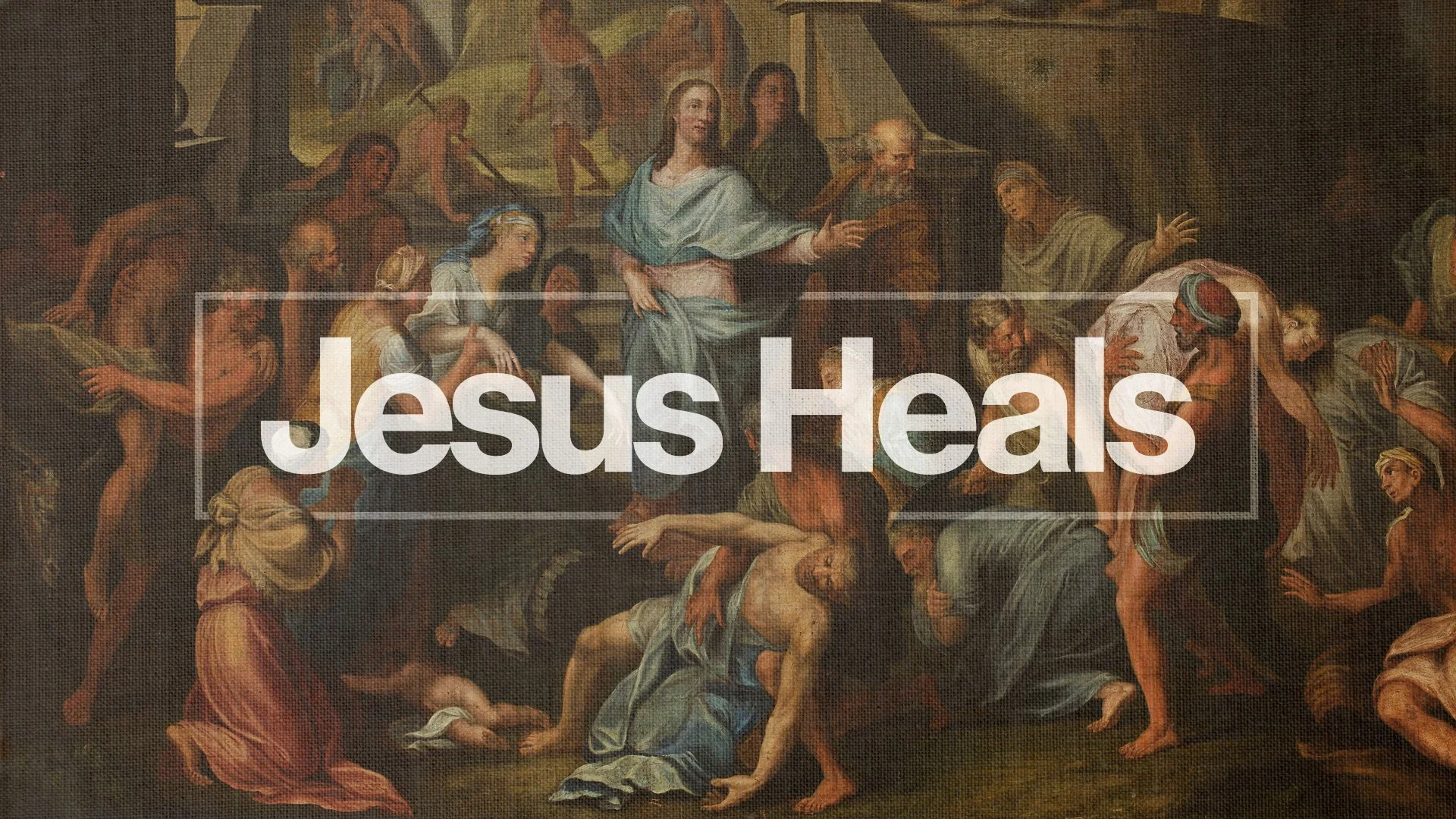 A classical religious painting depicting the resurrection of Jesus Christ, with Jesus in the center surrounded by people in various emotional states, set against a dark background.