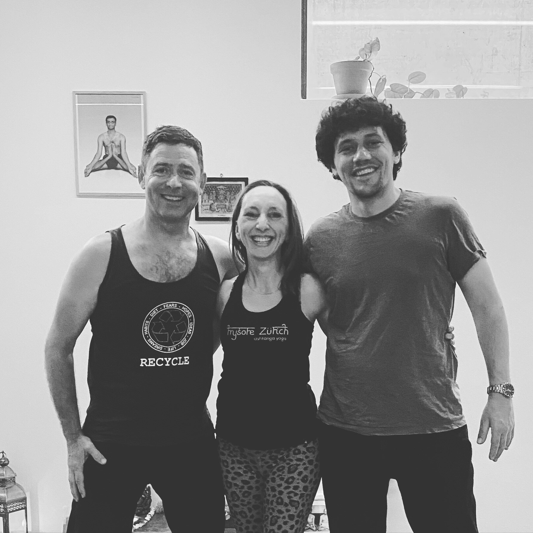 Big smiles from the last year workshop with our dear teacher Peter Sanson, who is always happy to see us just as we are, supporting our yoga and bringing us long-lasting inspiration. 
In this picture in Zurich I was six months pregnant. When we went 