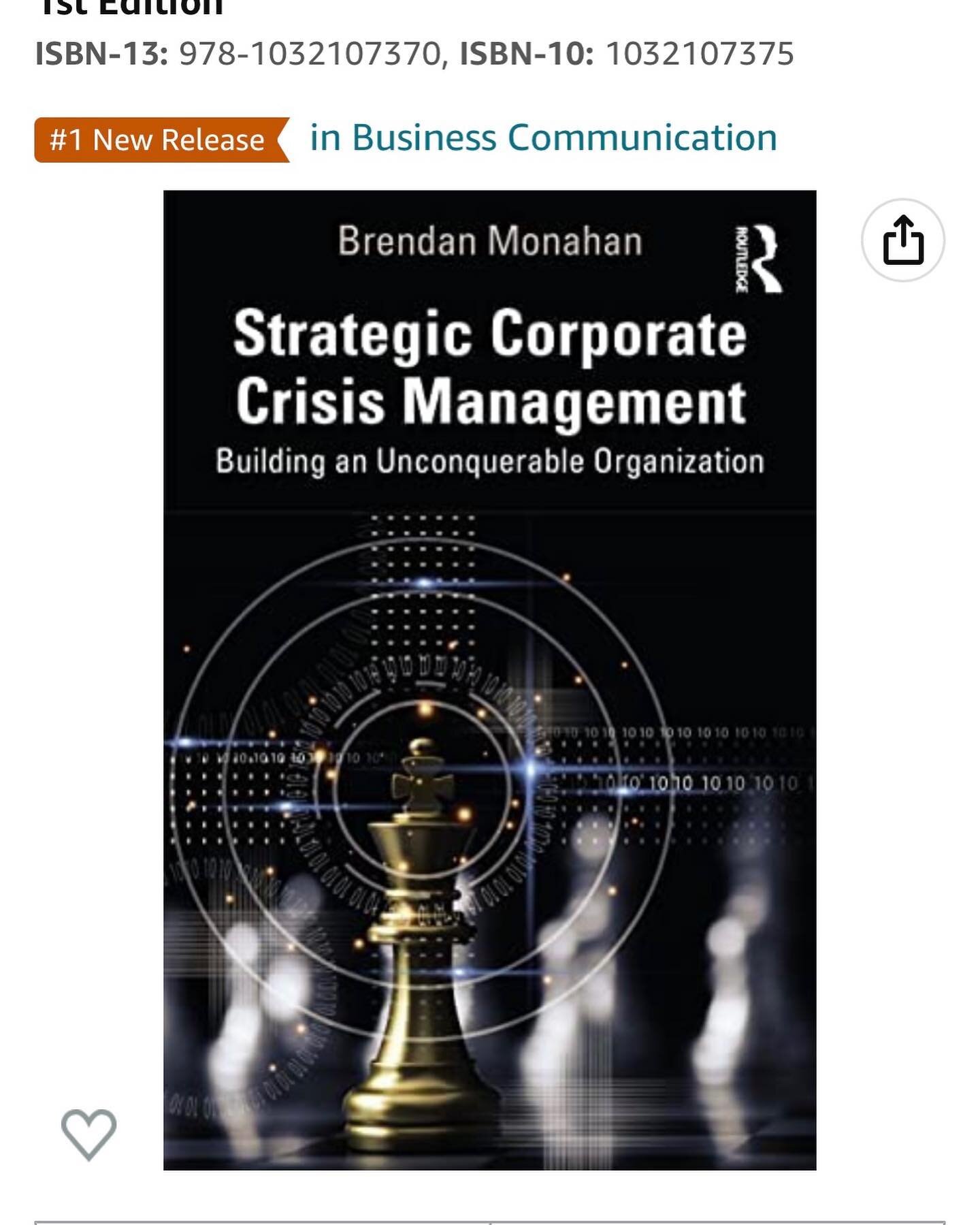 #1 new release on Amazon in Business Communication this morning! 

Thanks everyone!

#emergencymanagement #crisismanagement #resilience #businesscontinuity #businesscommunication #securitymanagement #unconquerablebook