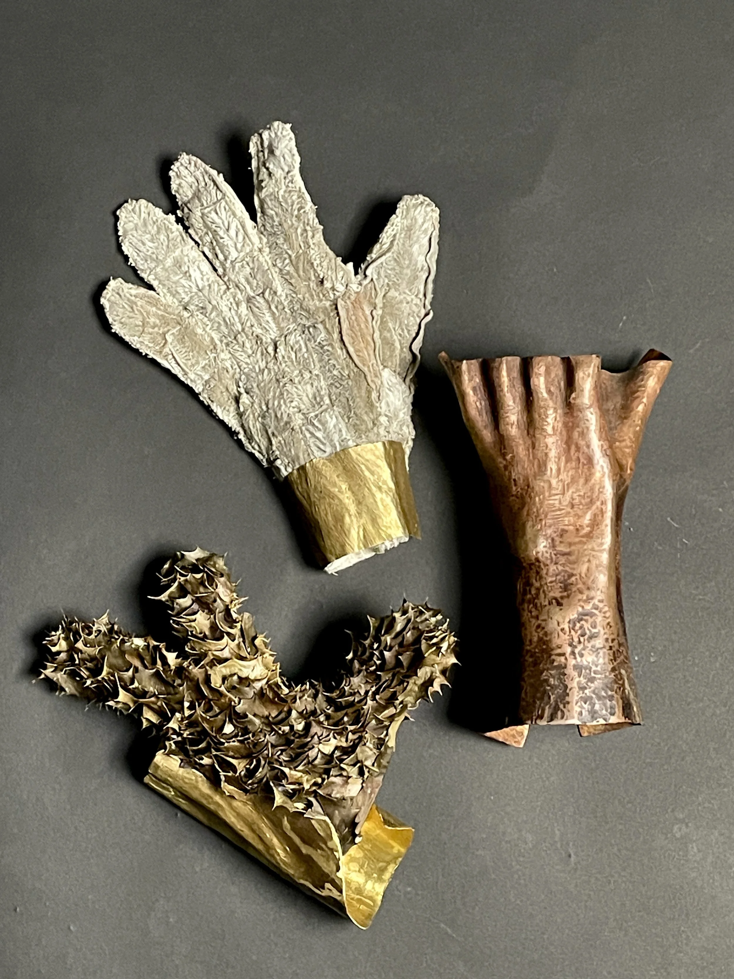 gants en végétaux laiton cuivre