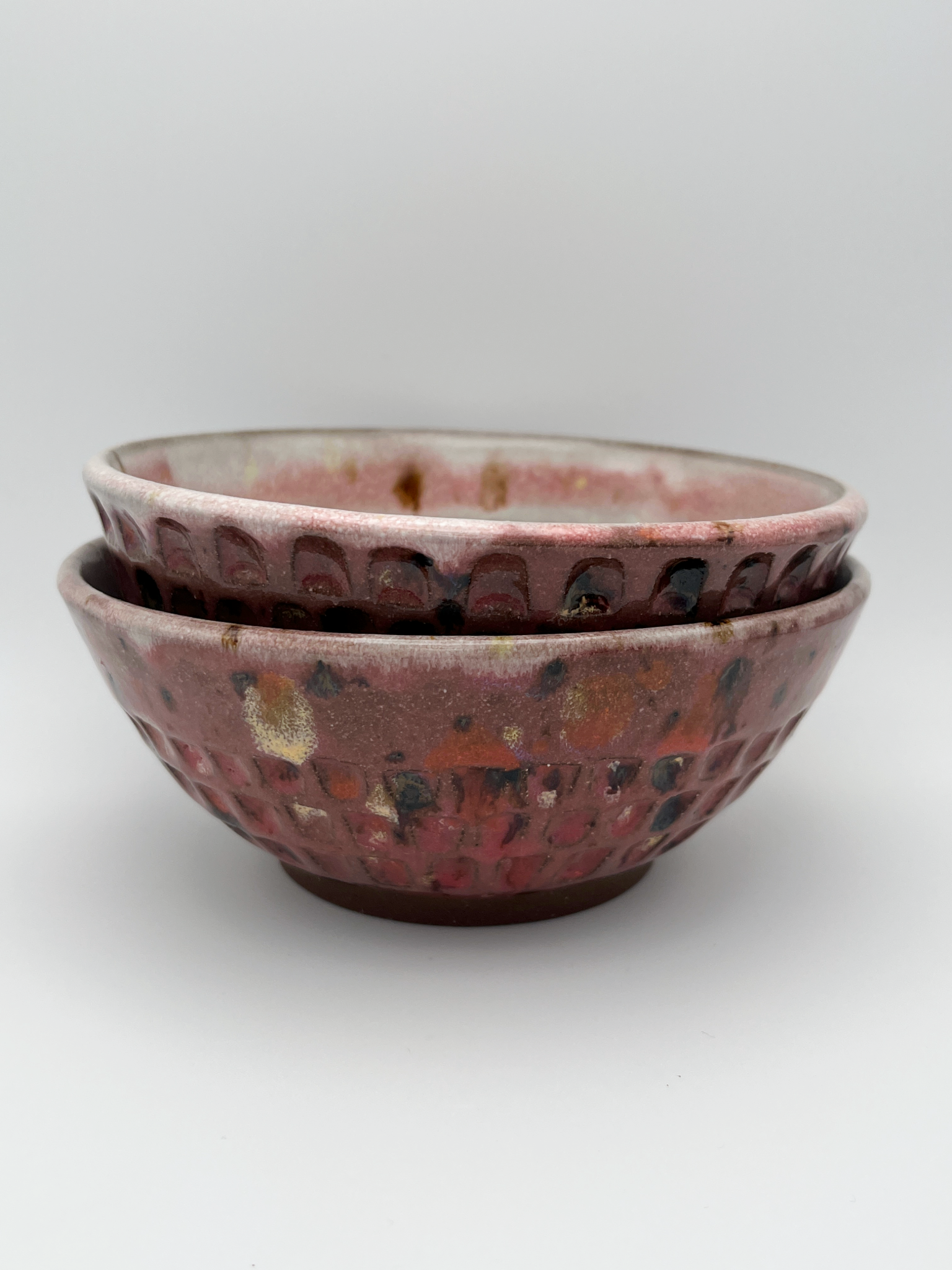 Pink & White Notch Bowls (set)