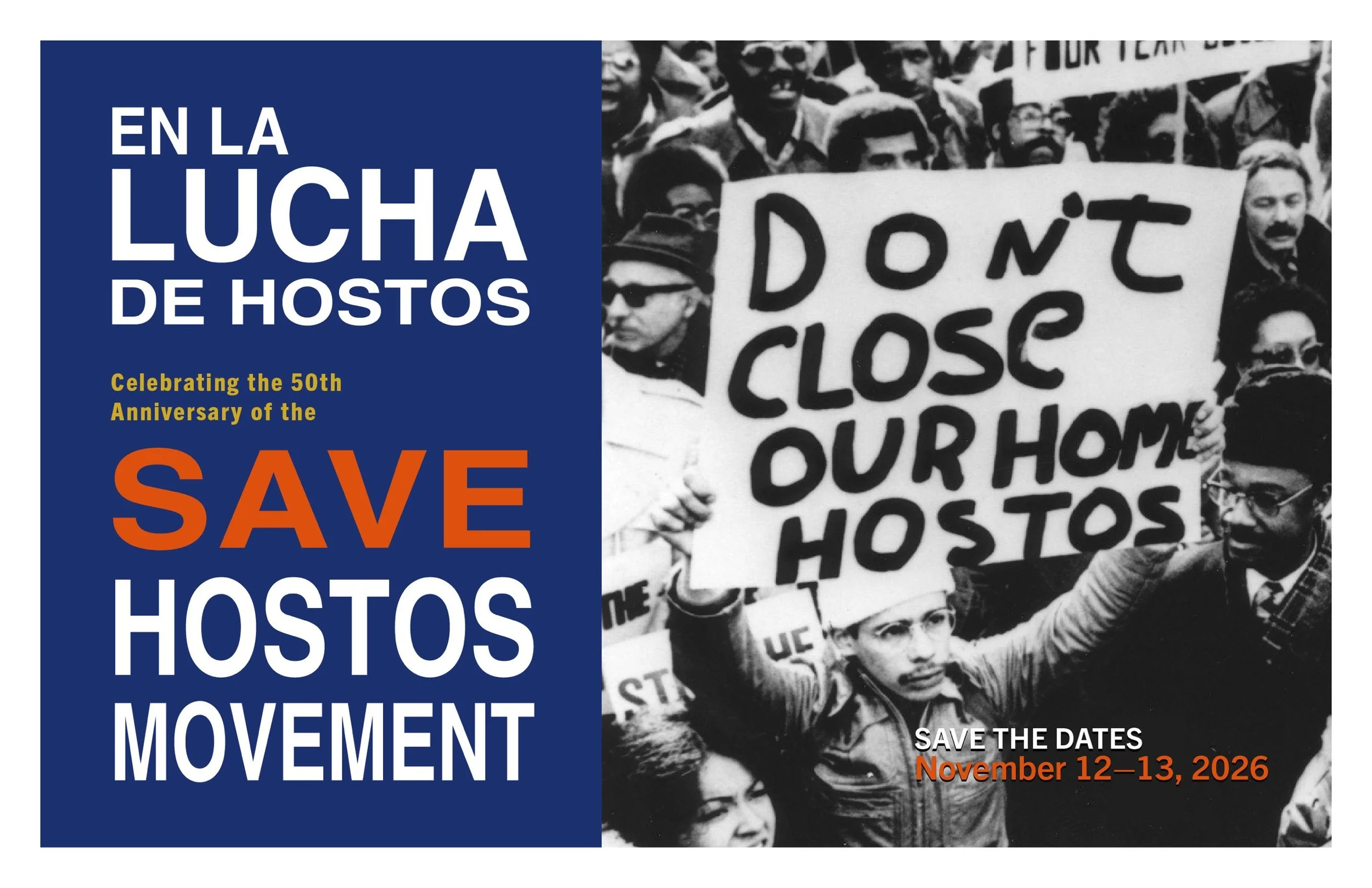 save the date image for en la lucha de hostos save hostos movement november 12–13, 2026