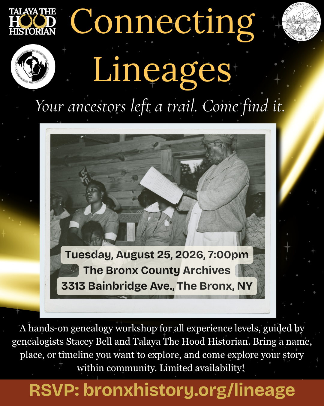 connecting lineages genealogical workshop flyer