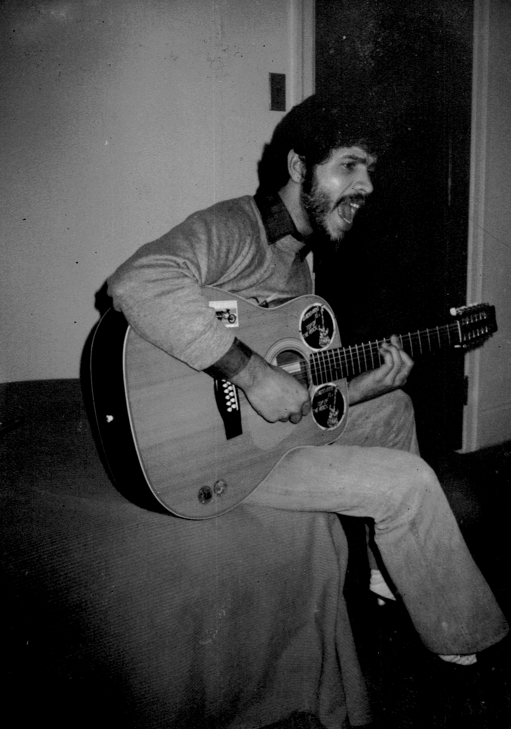 Yellow Benjy (Benjamin Melendez) of the Ghetto Brothers playing guitar. The Ghetto Brothers released "Power/Fuerza" in 1971, which included tracks for Rocking. The Bronx County Historical Society Collections.
