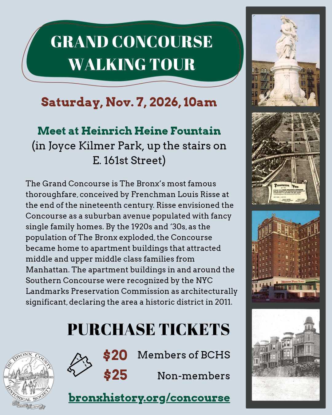 flyer for grand concourse walking tour on nov. 7
