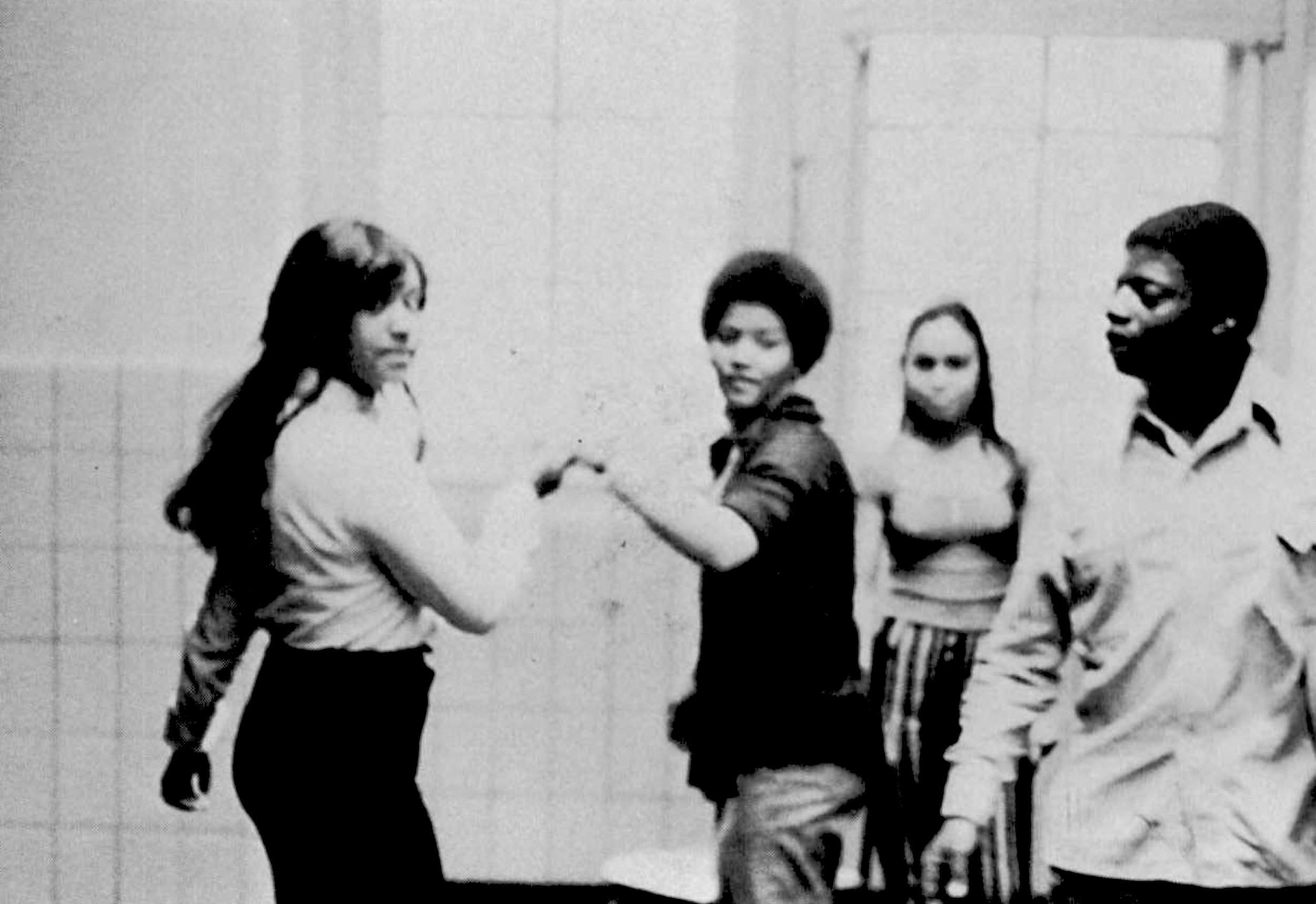 Teenagers practicing the Hustle at Morris High School, 1975. The Bronx County Historical Society Collections.