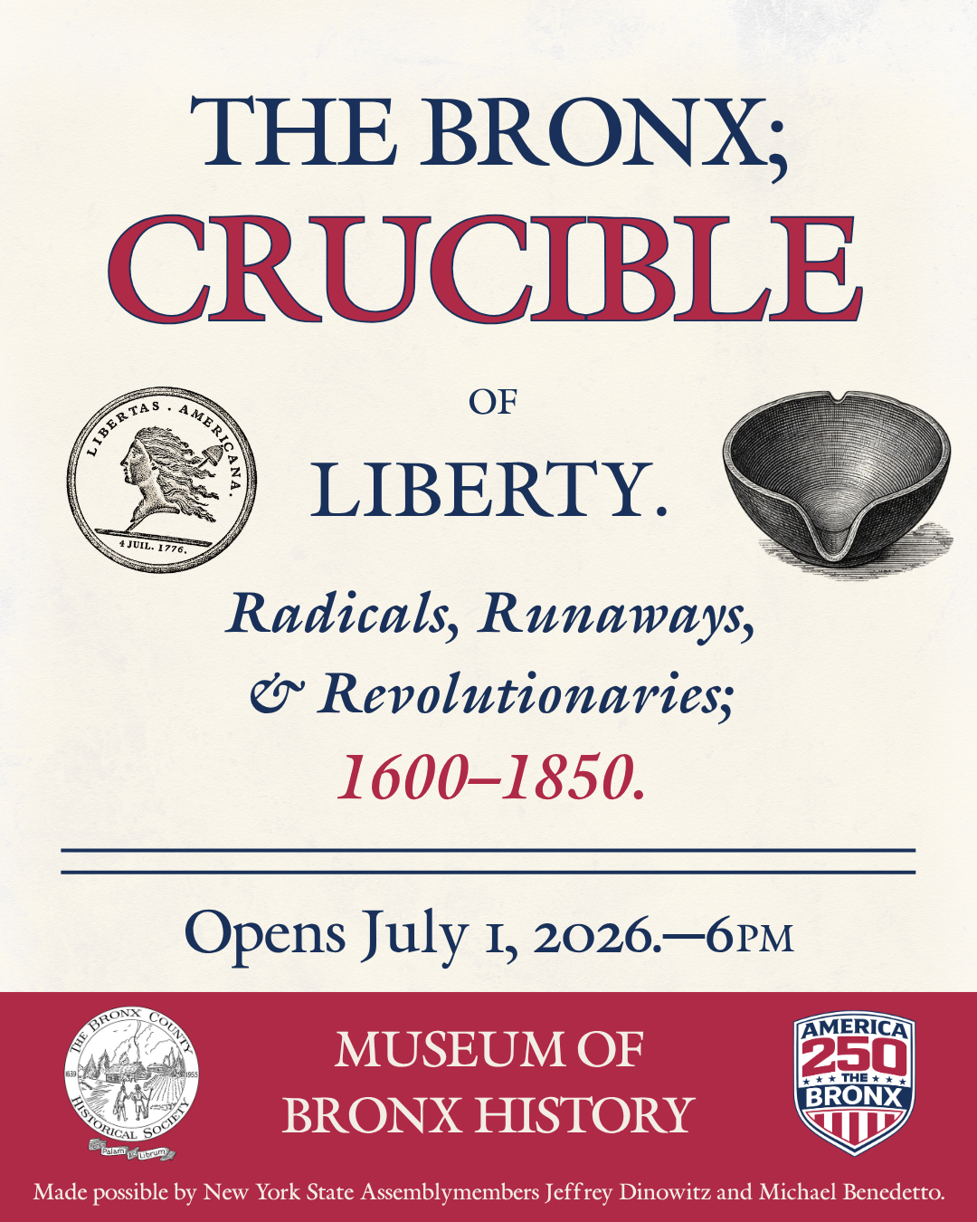 the bronx crucible of liberty exhibit opening flyer