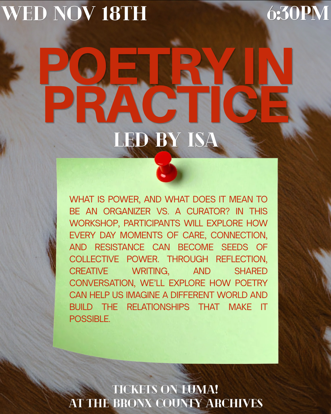 poetry in practice workshop november 18 2026 bronx county archives