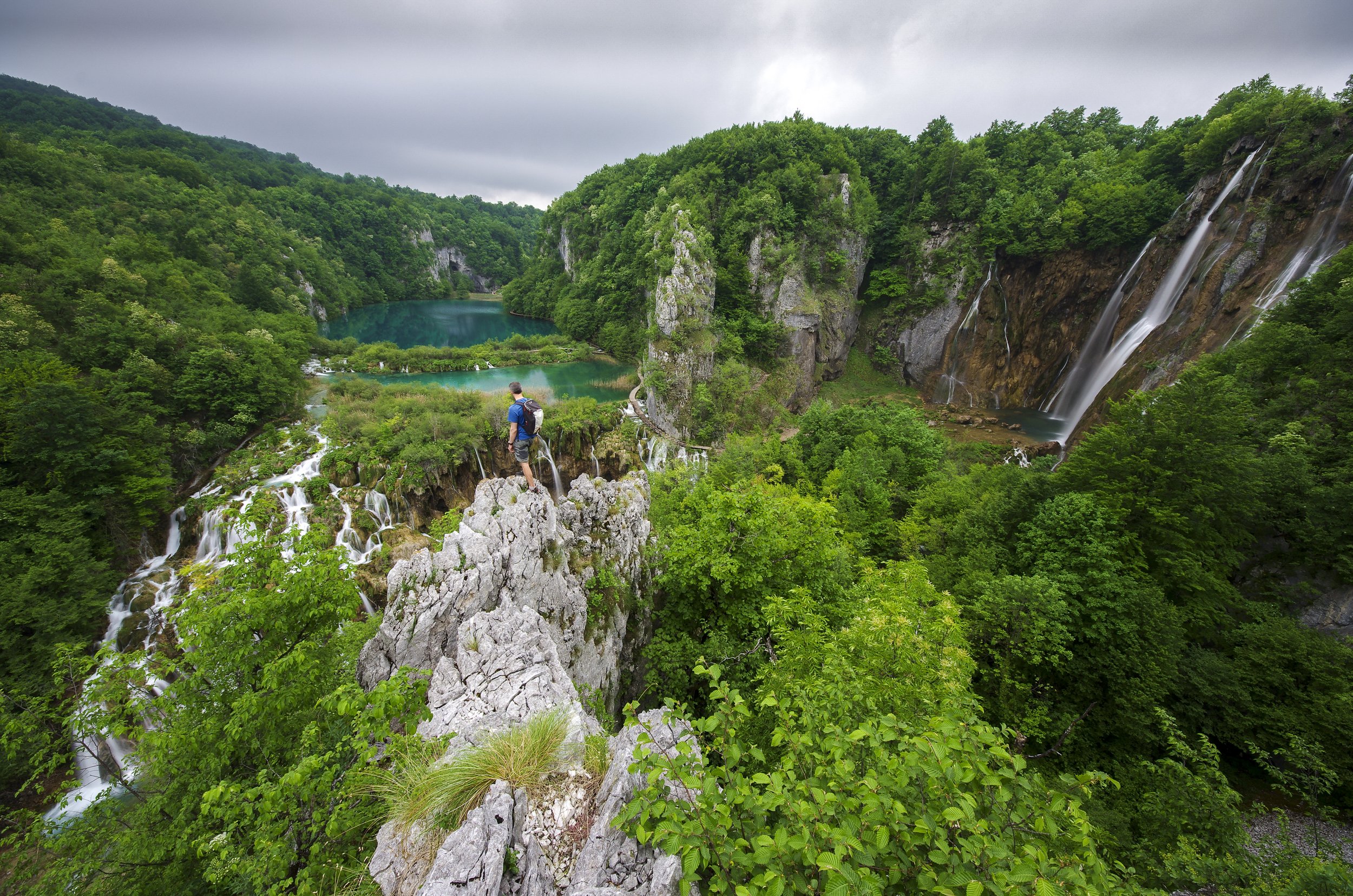 Fine art photography: Plitvice waterfalls wide angle landscape