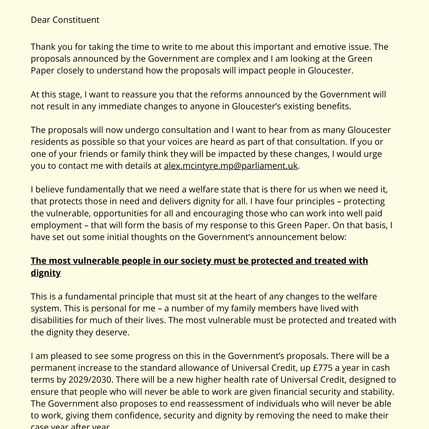 Alex’s response to Pathways to Work