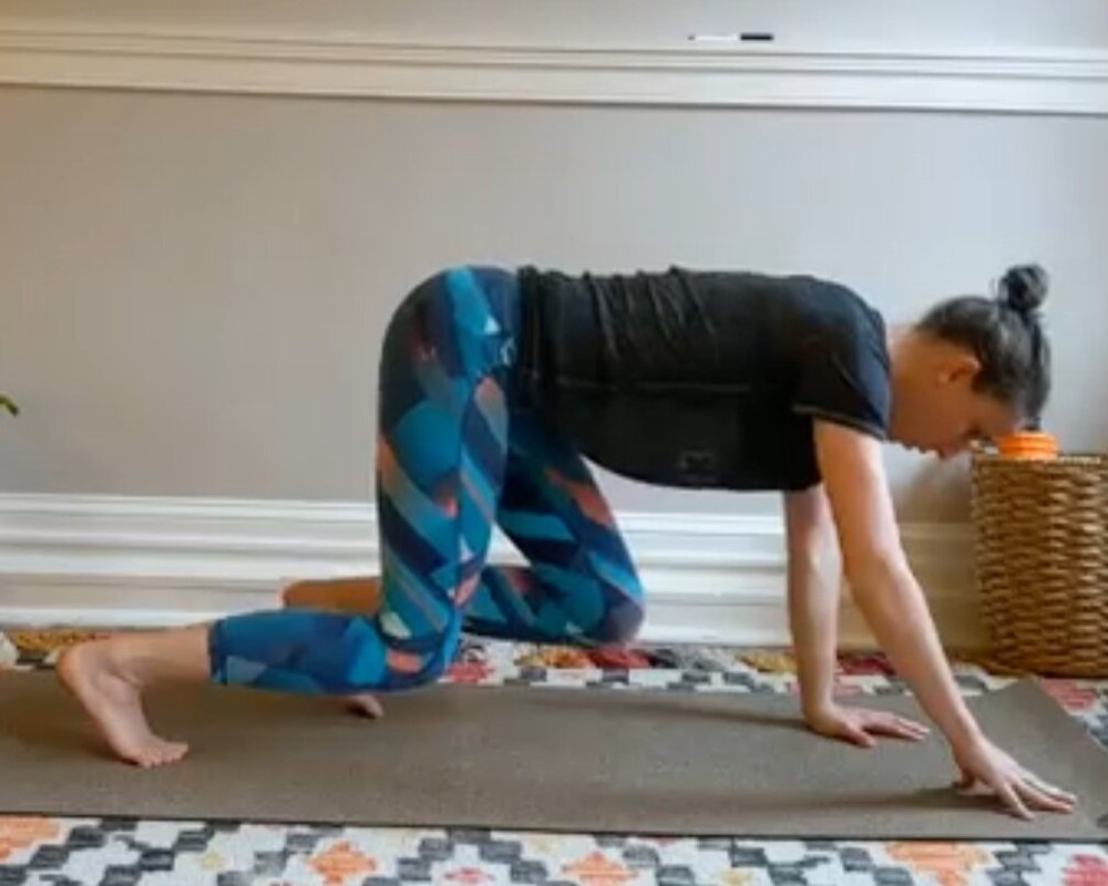 Move - Opposite arm and leg move forward in unison as you begin crawling forward as your spine stays neutral and hips level.