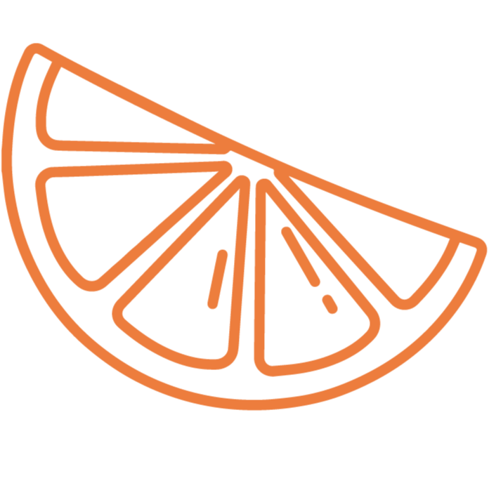 Outline drawing of a lemon wedge slice.