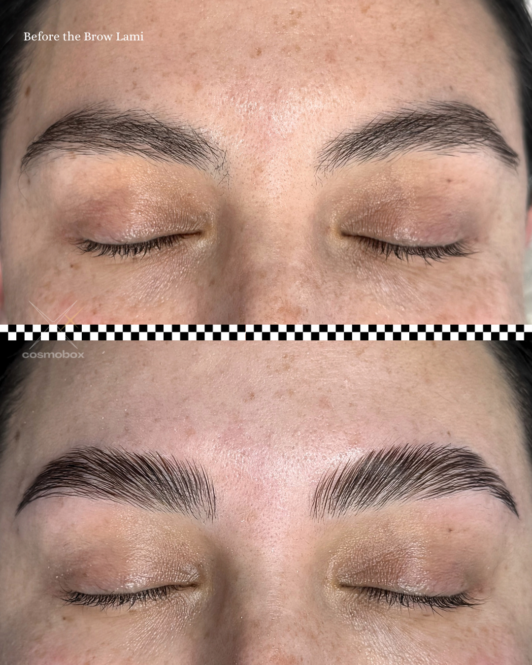 Brow Lift (lamination) on naturally full brows.