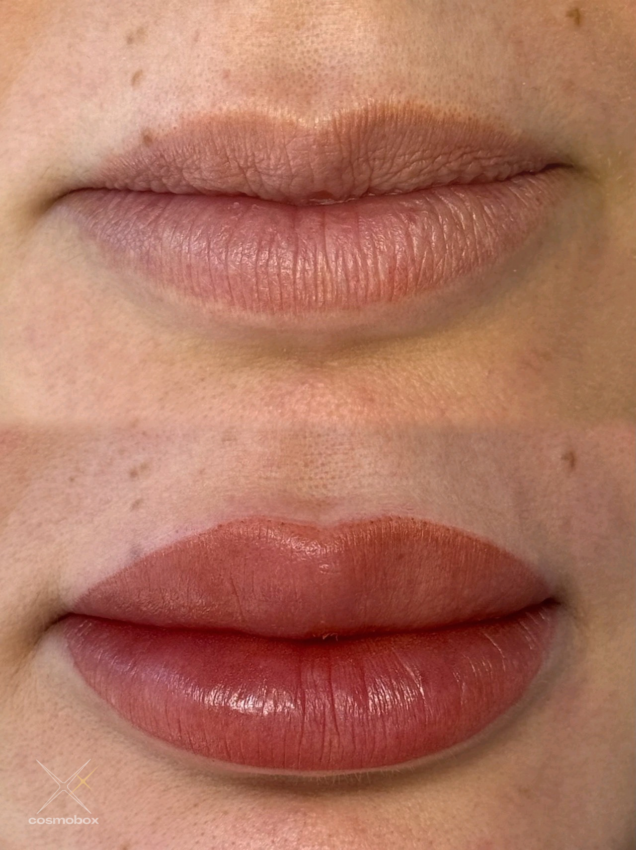 Neutral lip blush tattoo