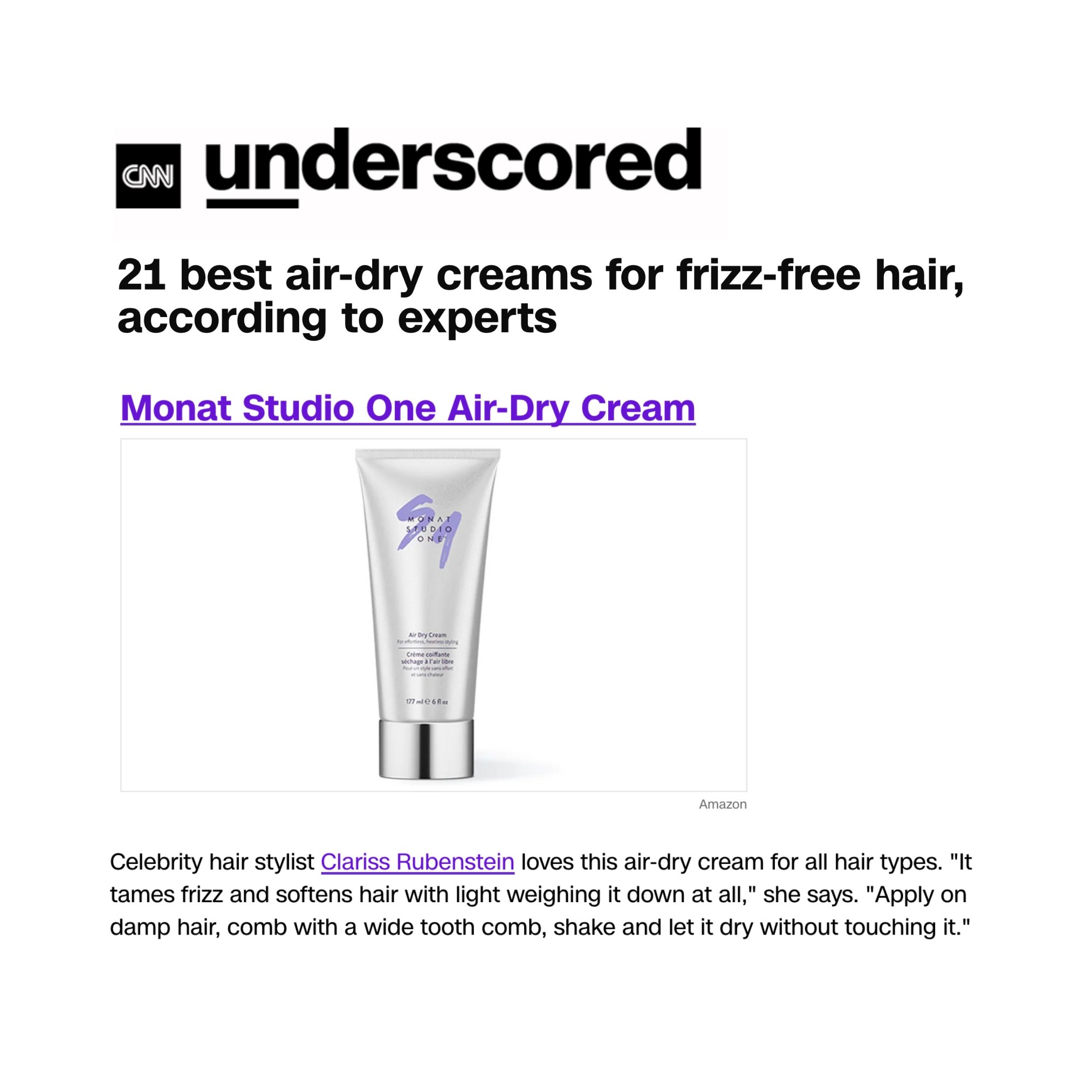 @cnnunderscored shares the best air-dry creams for frizz-free hair (summer goals!) including @monatofficial Studio One Air-Dry Cream, as recommended by celebrity hair stylist @clarissanya 👏🏻👏🏻