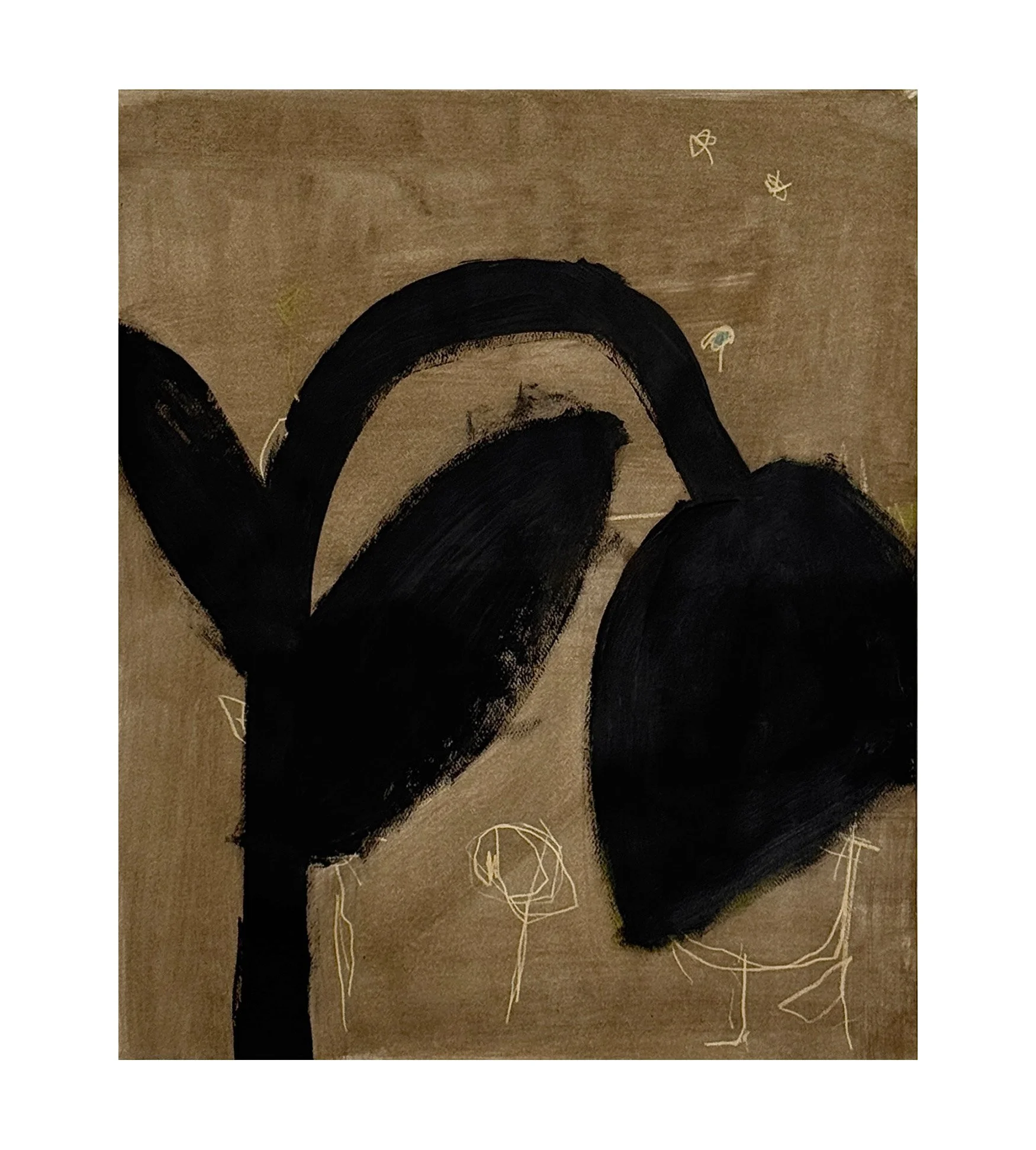 61-2026 - Gesso, Acrylic, Colour pencil on drawing paper. 14 x 17