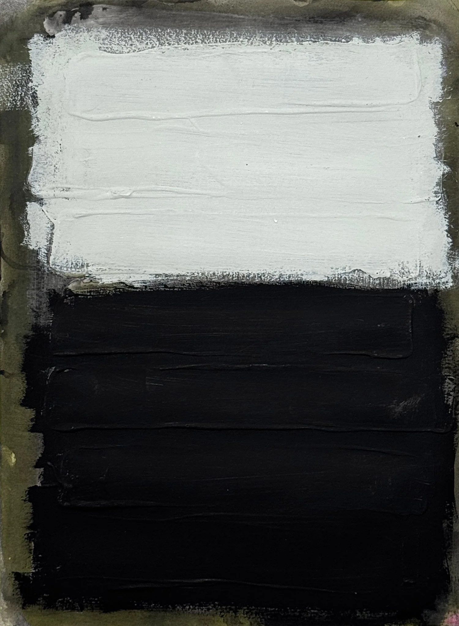 157 - 2025 "Moments of Contemplation" Collection. Silvered Grey - Deep Black - on Smoked Olive with Pink corner