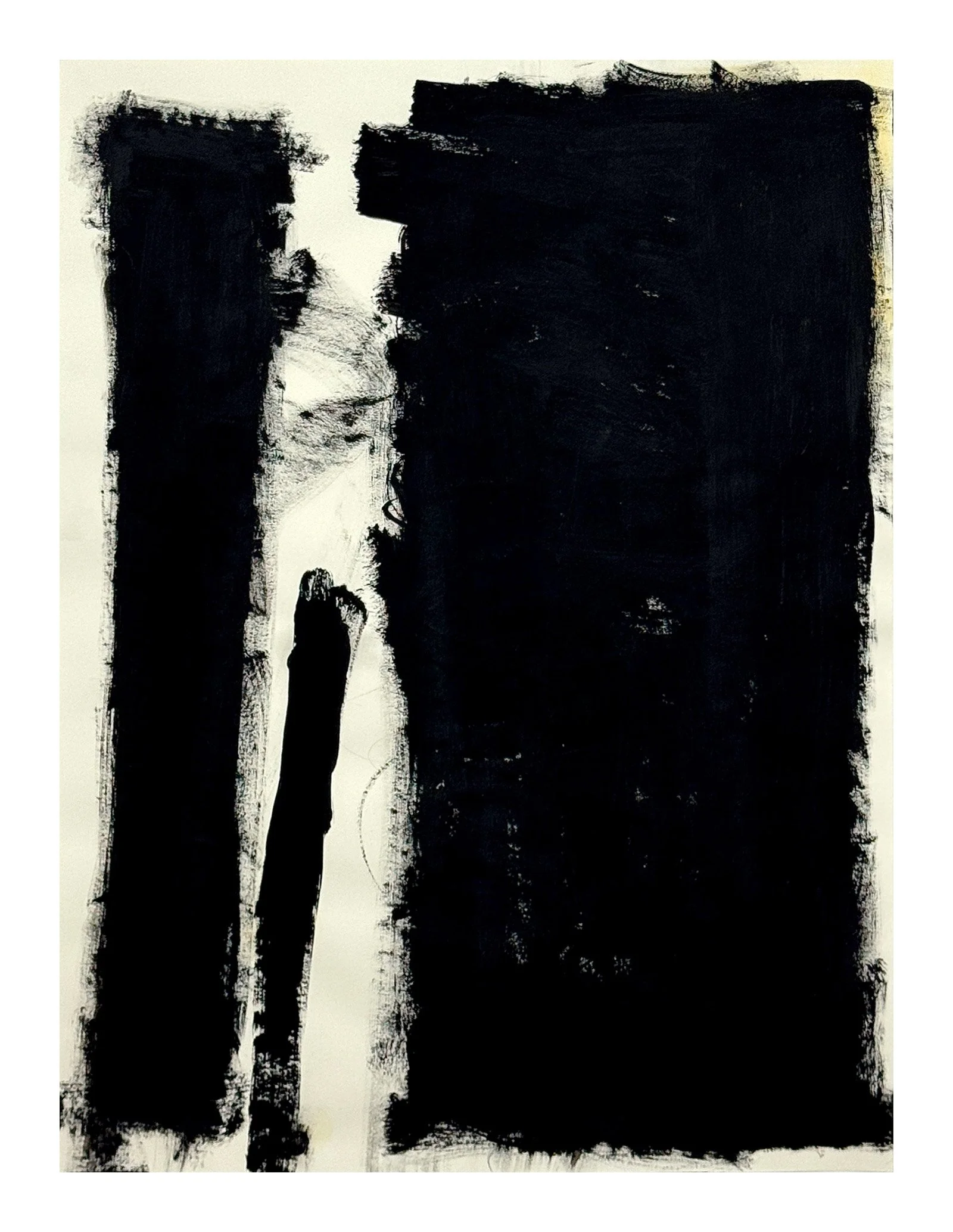 77 - 2026 - Thick, delicious, chalky Black Gesso on Cream drawing paper.  This piece has a bit of a primal feel to it.