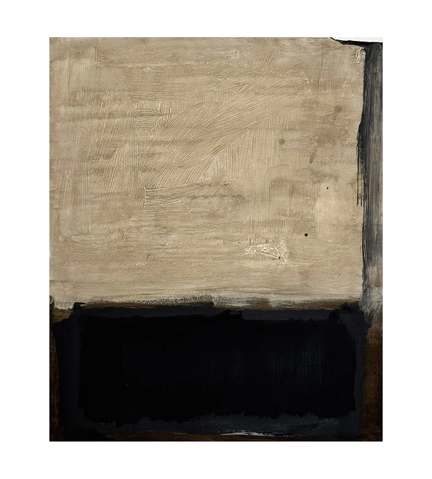 69 - 2026 - Acrylic, Gesso on Mixed Media Paper - Black and Cream