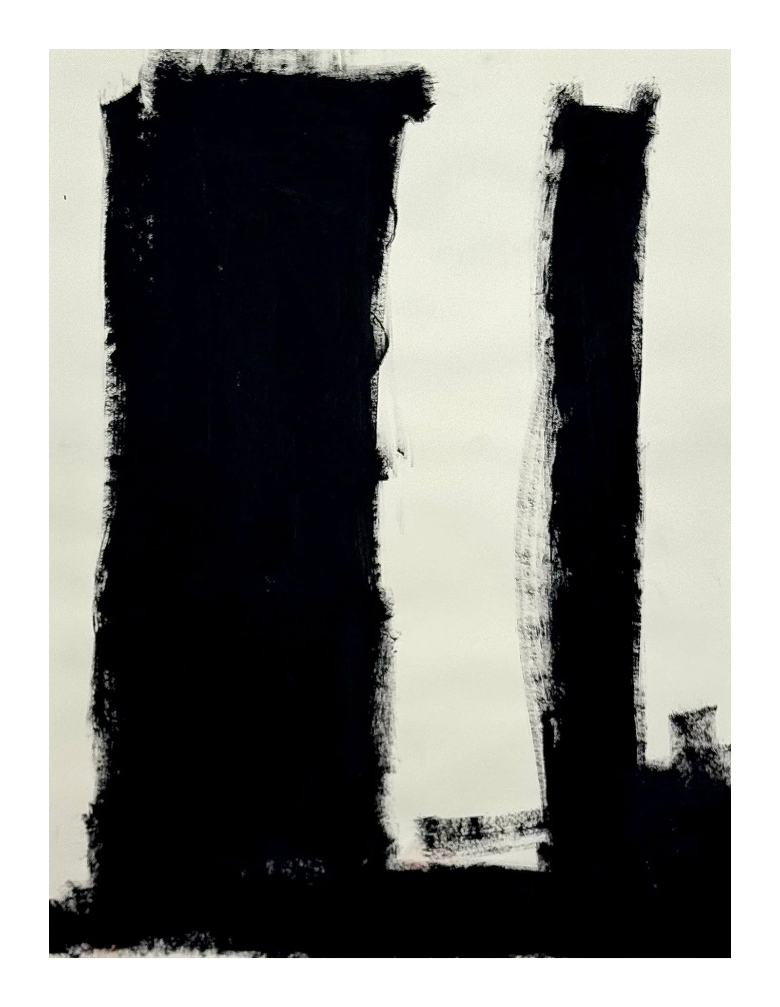 76 - 2026 - Thick, delicious, chalky Black Gesso on Cream drawing paper.  This piece has a bit of a primal feel to it.
