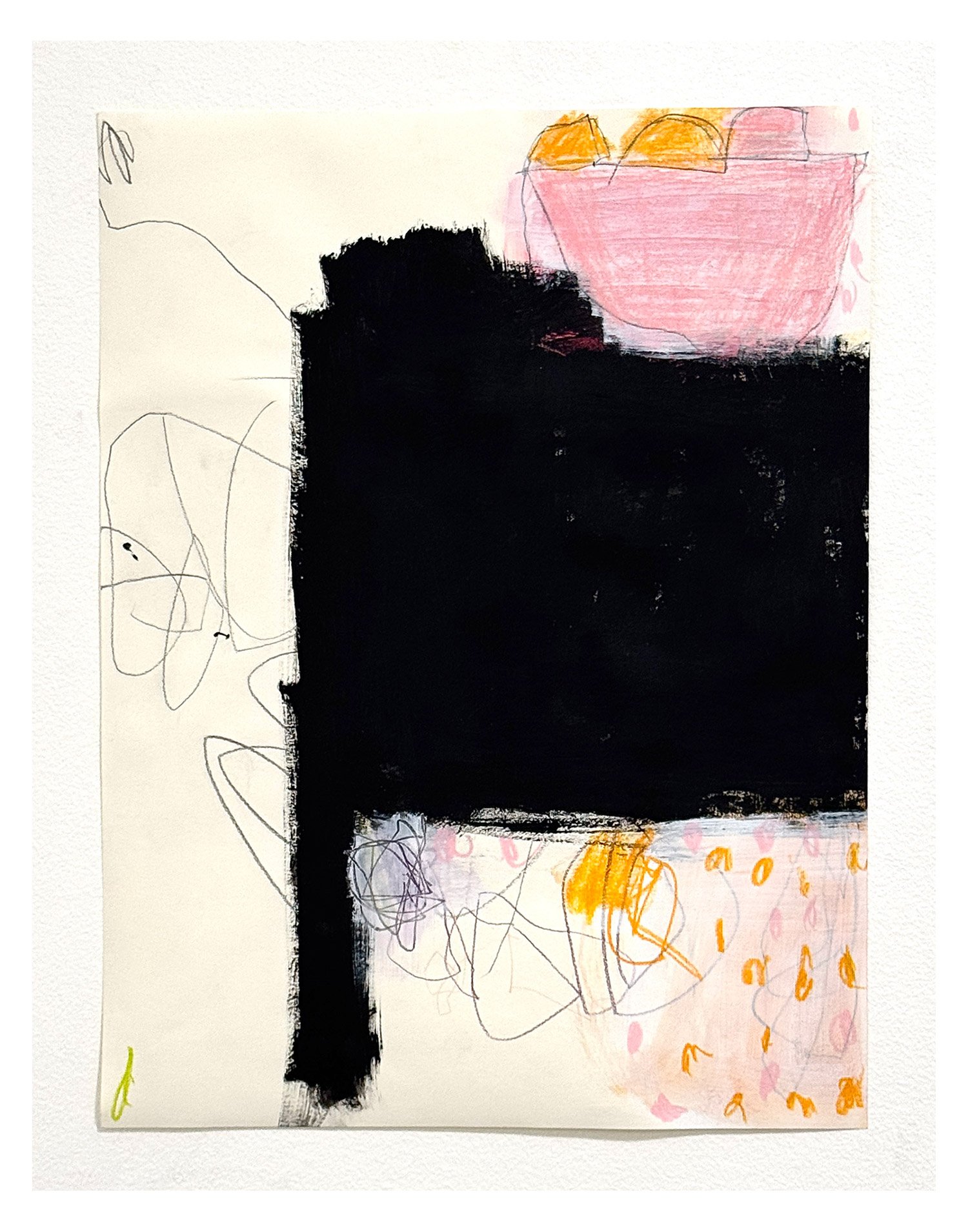 D72 - 2026 - Abstract drawing. Pencil, Colored Pencil, Gesso on Paper 11 x 14 inches