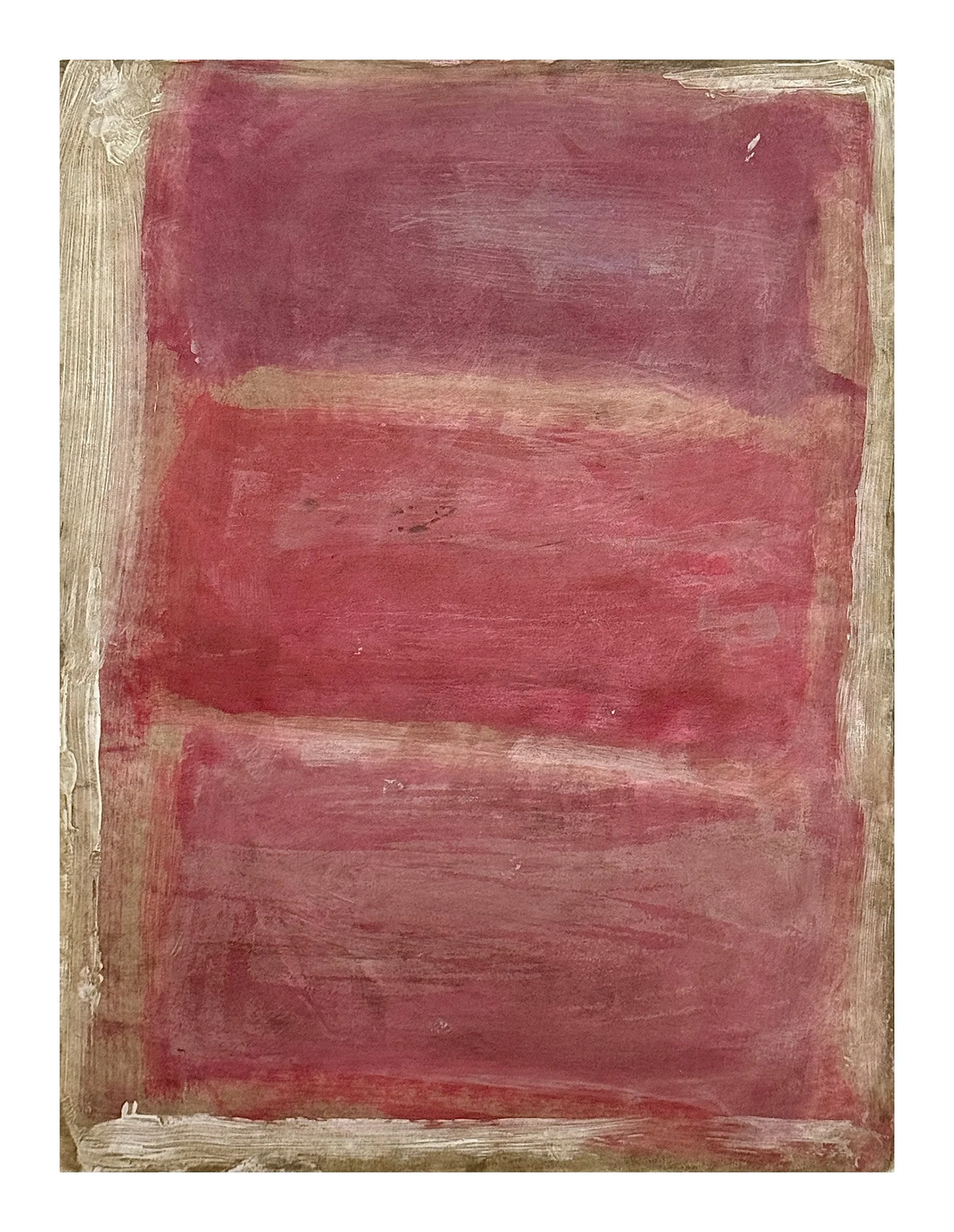 58- 2026 - 3 different Reds and White covered in a thin, warm, earthy wash. 18 x 24