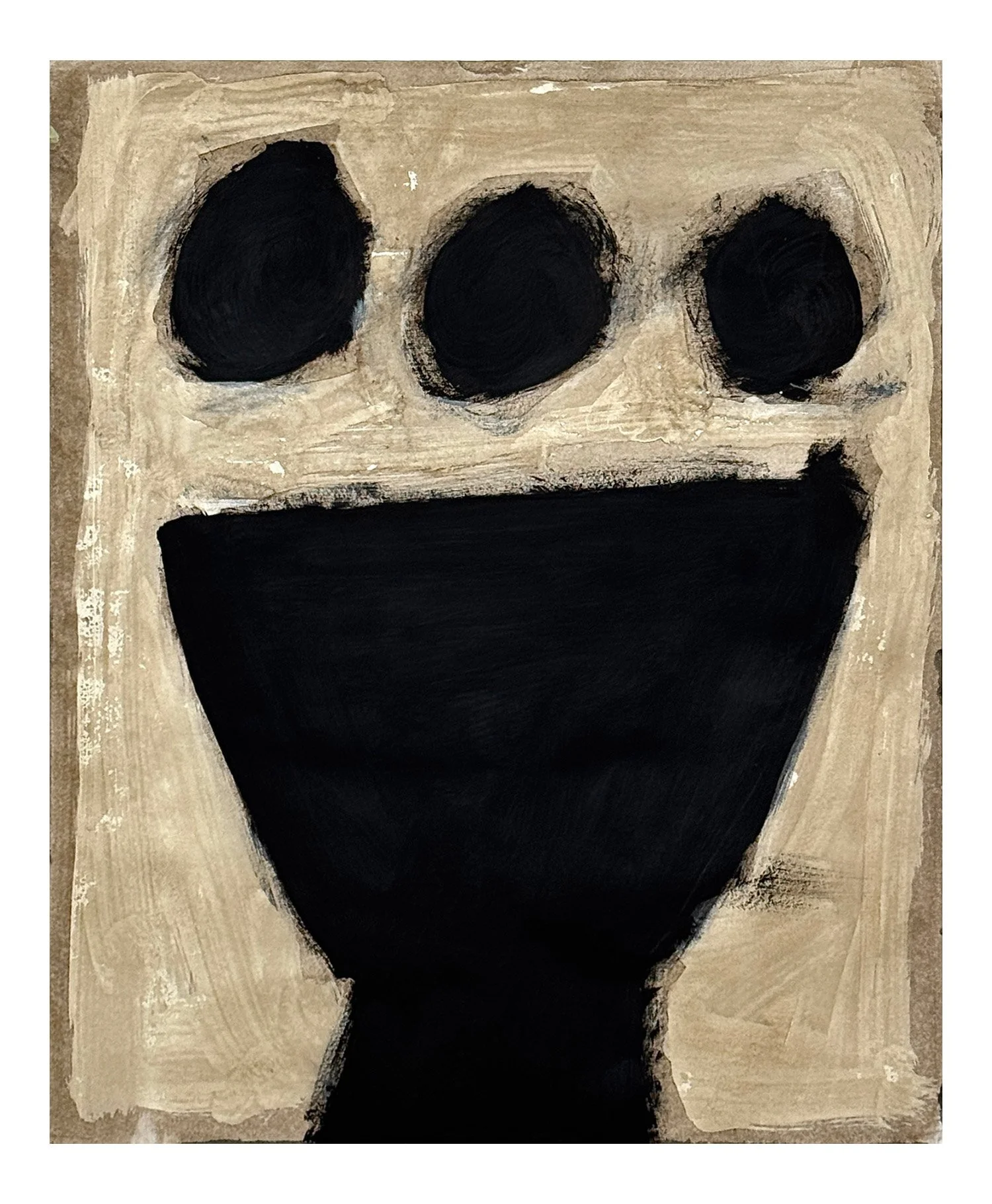 44(1) - 2026 - Acrylic, Gesso on Mixed Media Paper - Brown - Black - White