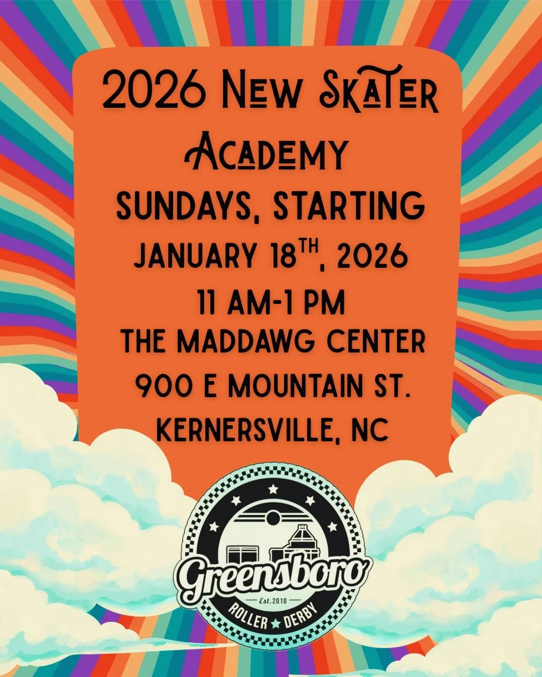 Toot, toot friends! Here is the update y&rsquo;all have been waiting for!! 

Our New Skater Academy starts SUNDAY, JANUARY 18th at 11 AM! We pushed Academy back a week to allow more people to sign up&hellip;so if you haven&rsquo;t already, please do!