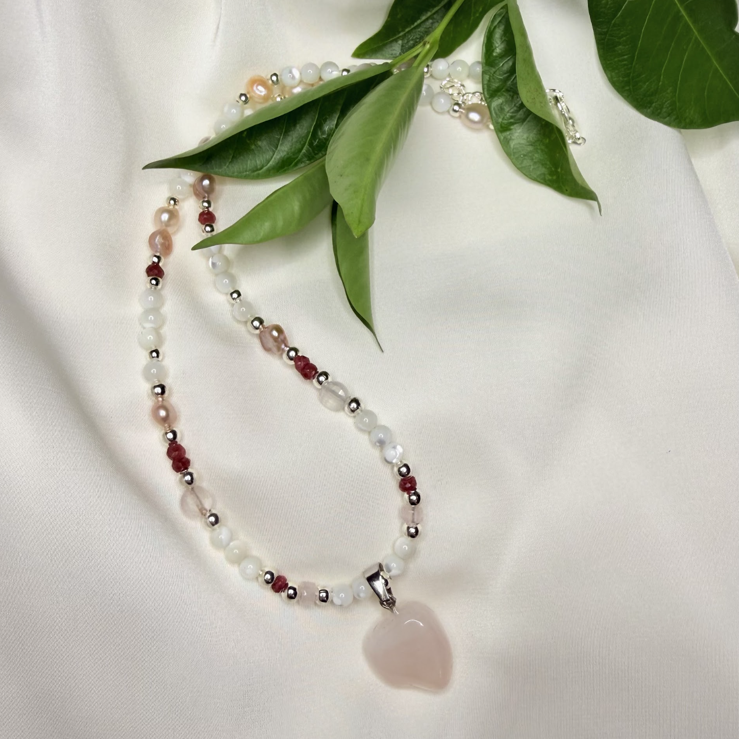 Pink Dahlia Gemstone Necklace