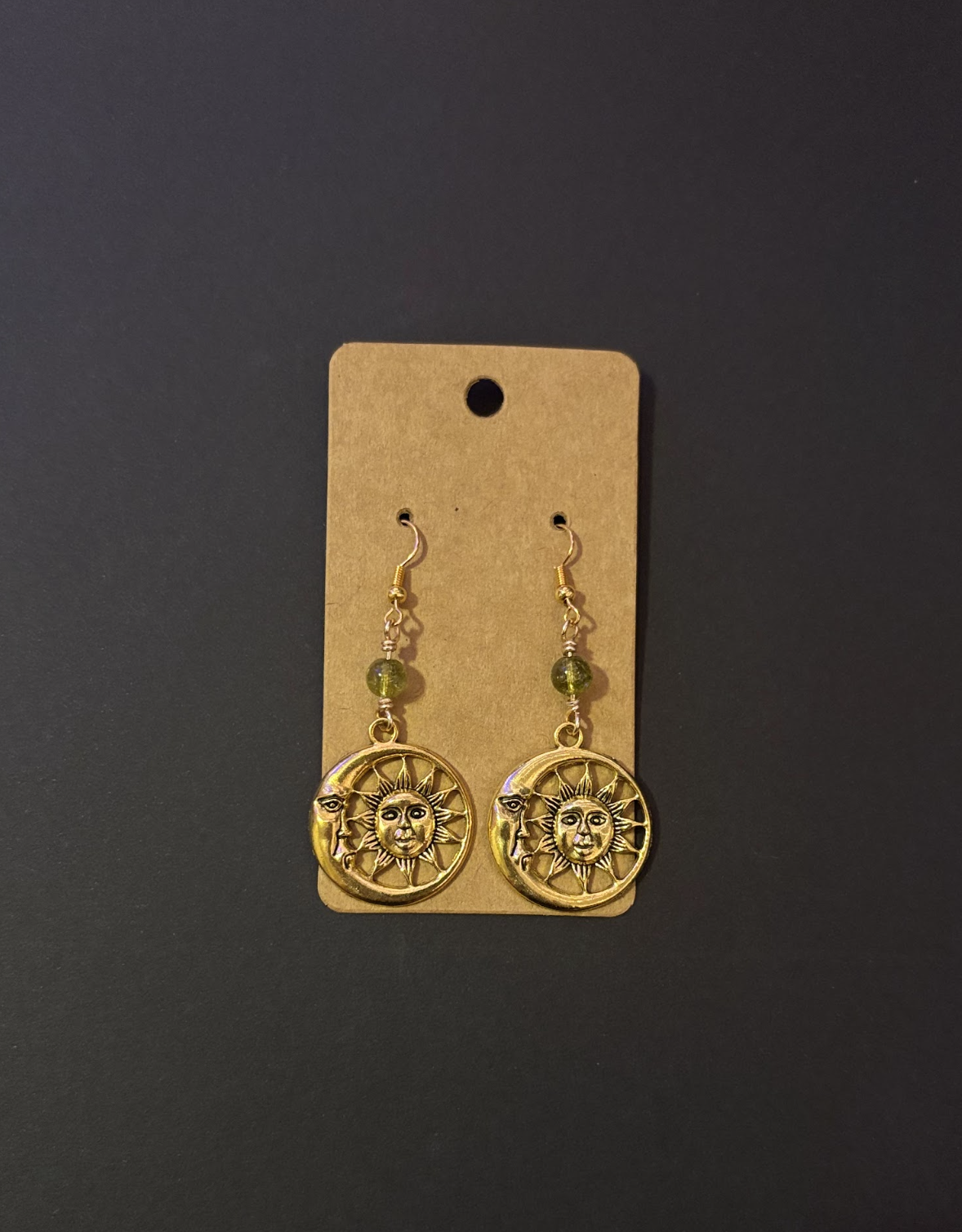 Peridot Sun and Moon Earrings
