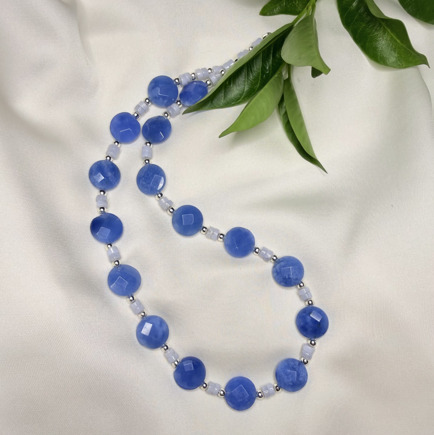 Blue Coin Gemstone Necklace