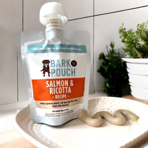 pouch of dog treat puree