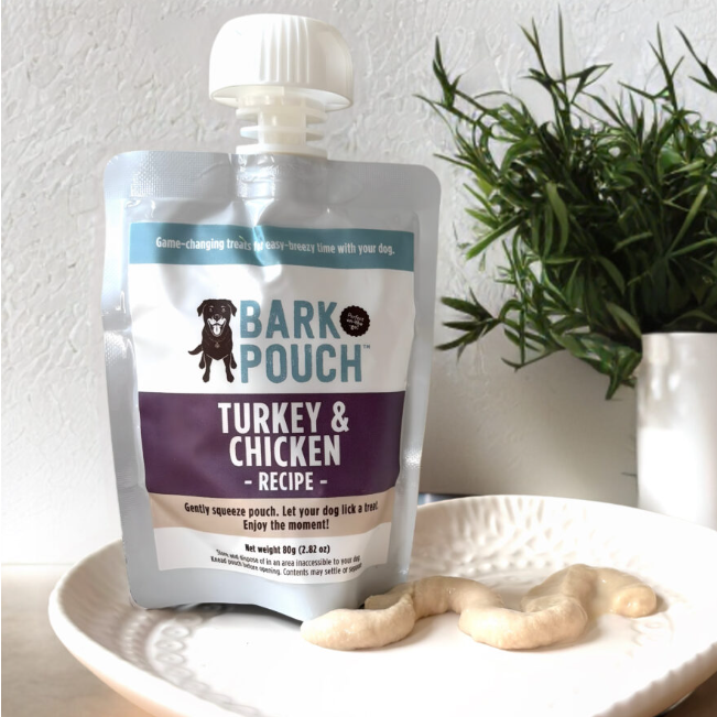pouch of dog treat puree
